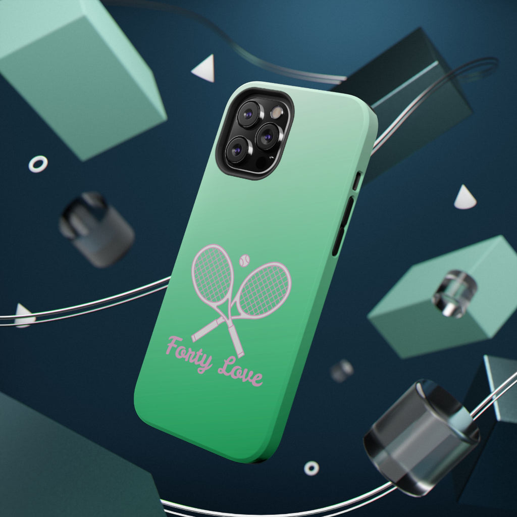 Tennis Impact-Resistant Phone Case — 'Forty Love', Green Gradient