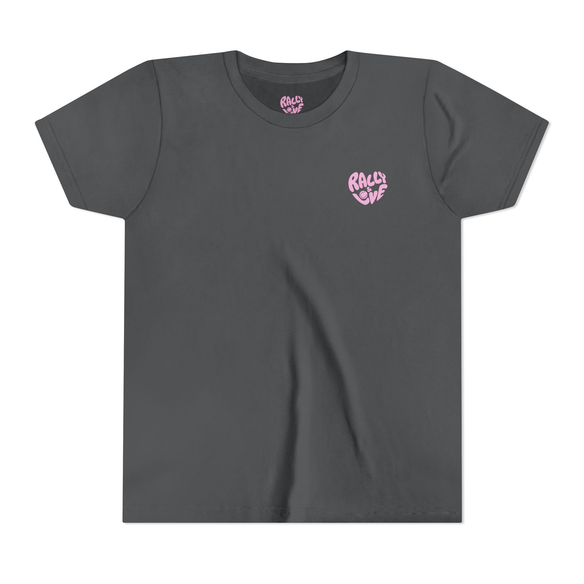 Girl's Junior Tee — 'Rally & Love' Heart Graphic Kids T-Shirt (bubblegum pink)