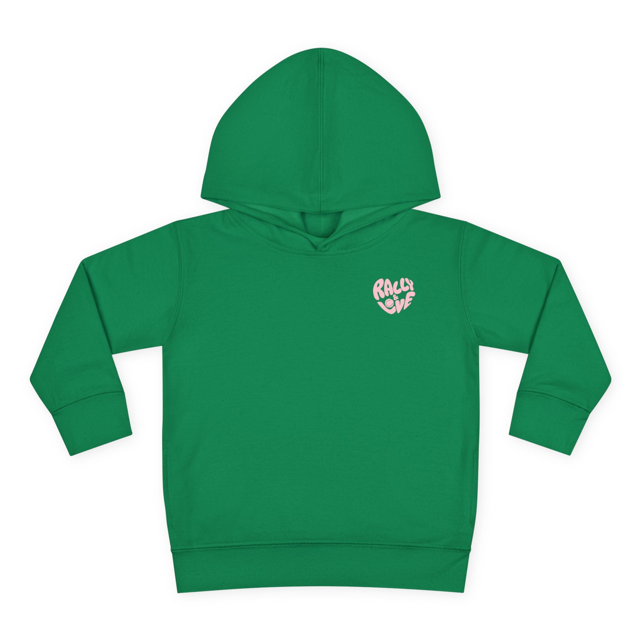 Girl Toddler's Junior Hoodie — “Let’s Go” Tennis Graphic Sweatshirt (Pink & Green)
