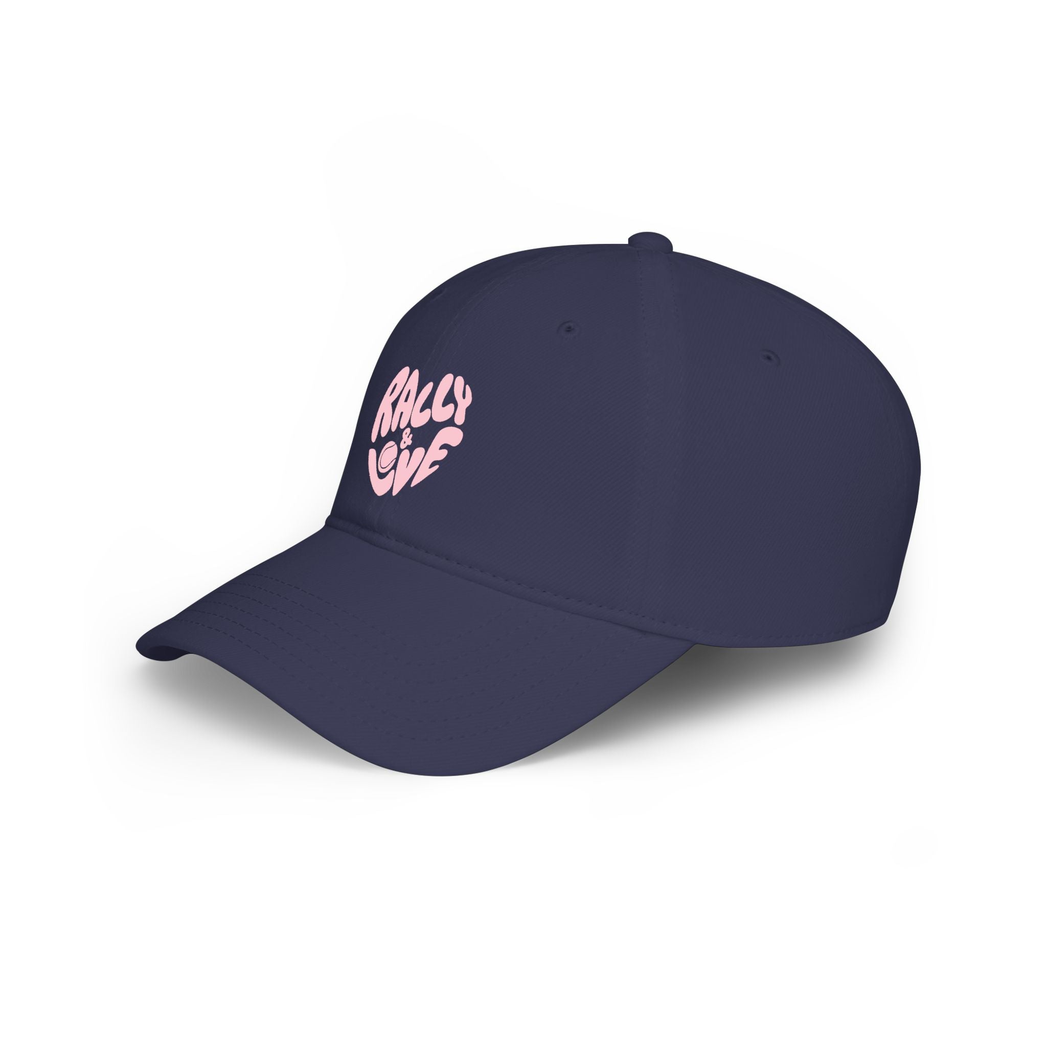 Women's Baseball Cap — "Rally & Love" Pink Logo, Graphic Low Profile Hat