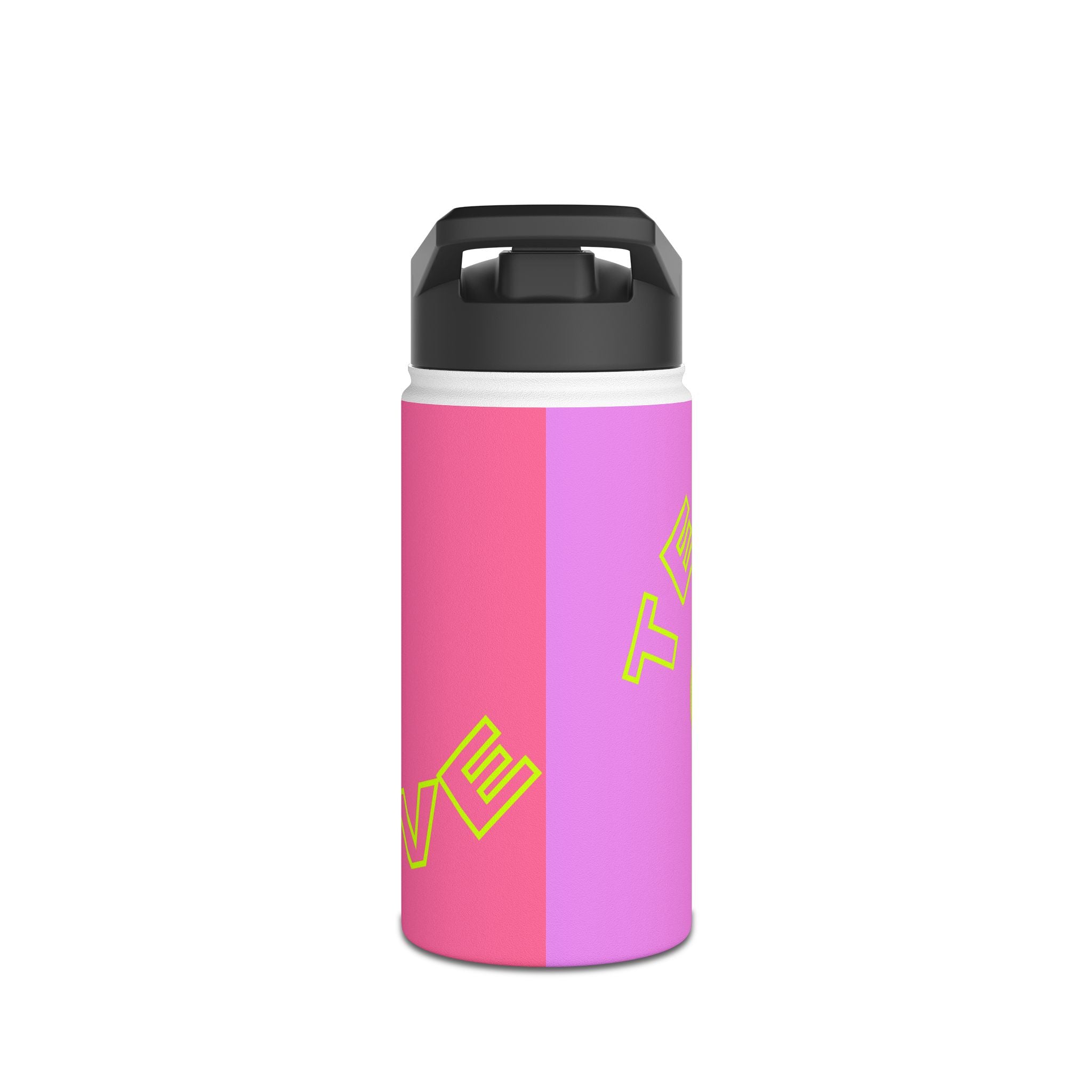 Juniors Stainless Steel Water Bottle, 12 oz— 'Tennis Love', Pink Neon Tennis Ball Design