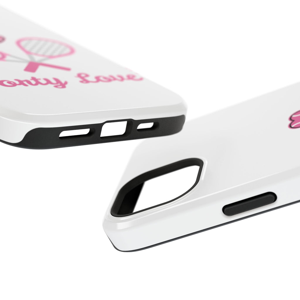 Tennis Impact‑Resistant Phone Case — 'Forty Love', pink/white
