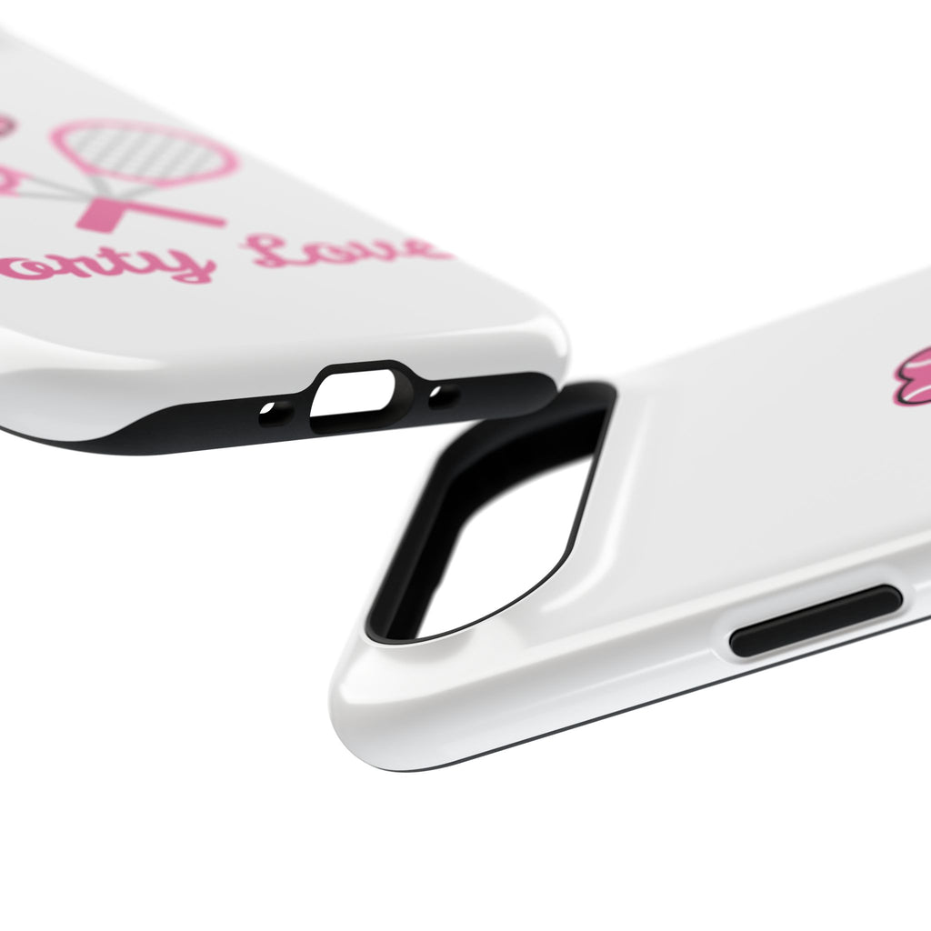 Tennis Impact‑Resistant Phone Case — 'Forty Love', pink/white