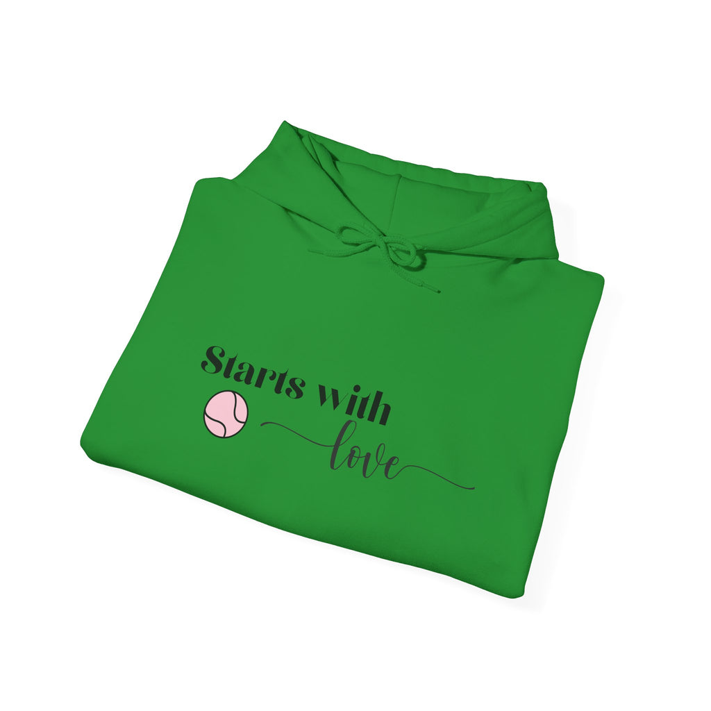 Women's Hoodie Sweatshirt- 'Starts with Love' tennis ball, Sports Graphic