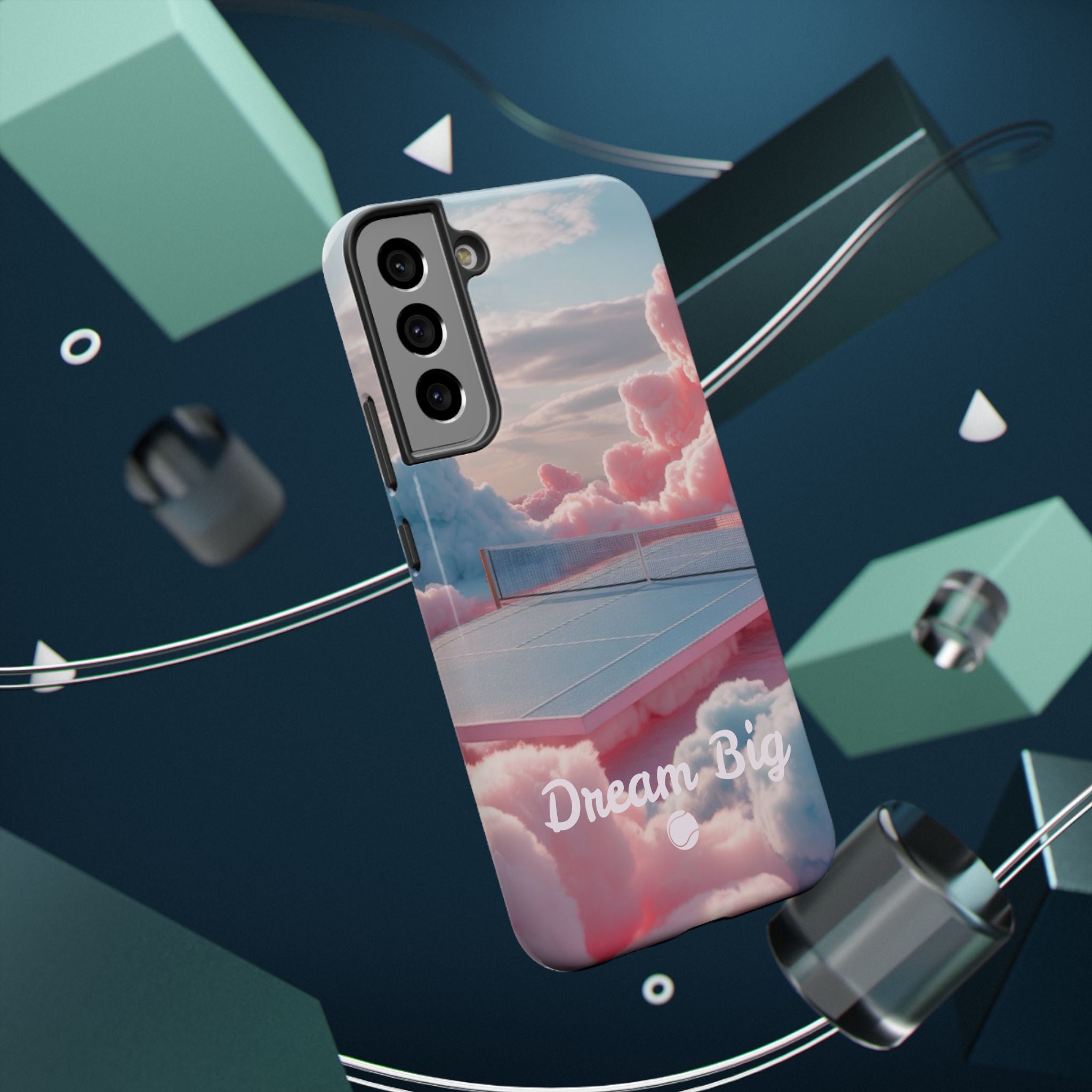 Tennis Impact-Resistant Phone Case — 'Dream Big' Pastel Cloud Tennis Court
