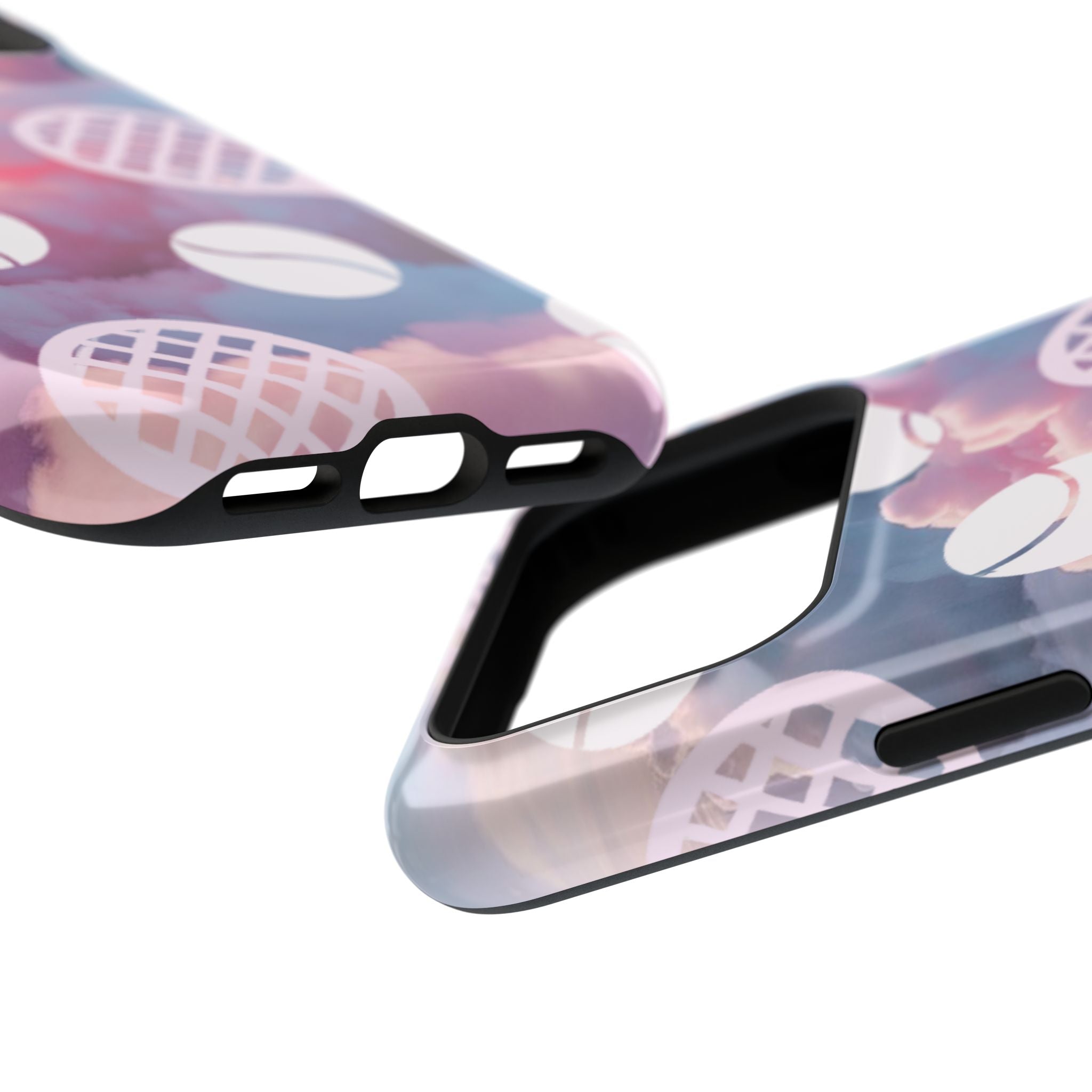 Tennis Impact-Resistant Phone Case — Tennis Rackets & Balls on Cloudscape