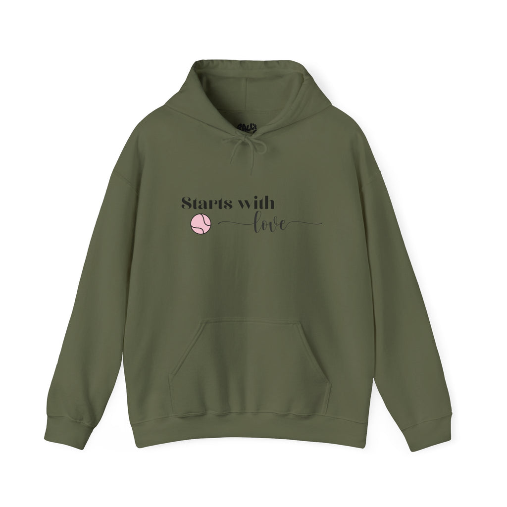 Women's Hoodie Sweatshirt- 'Starts with Love' tennis ball, Sports Graphic