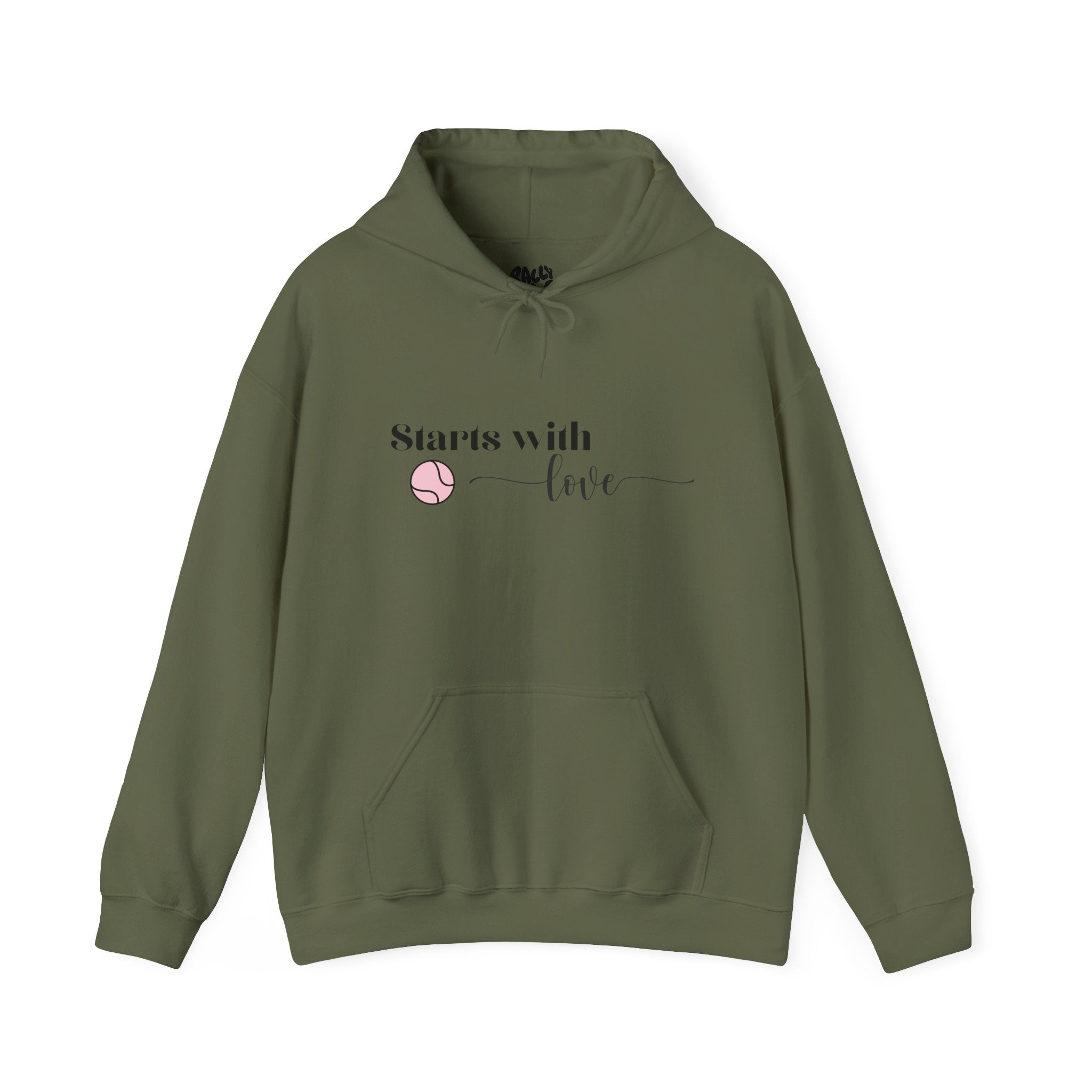 Women's Hoodie Sweatshirt- 'Starts with Love' tennis ball, Sports Graphic