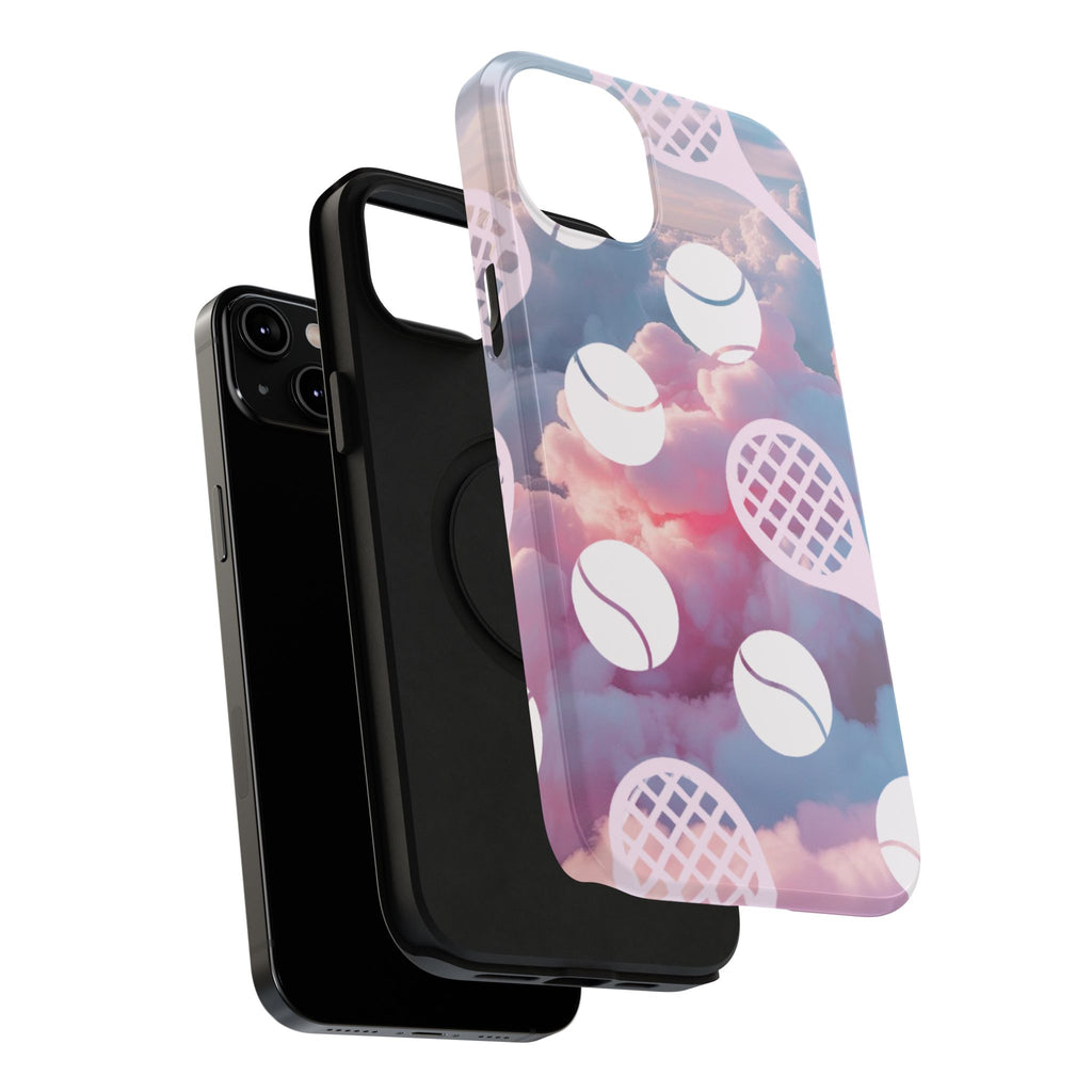 Tennis Impact-Resistant Phone Case — Tennis Rackets & Balls on Cloudscape