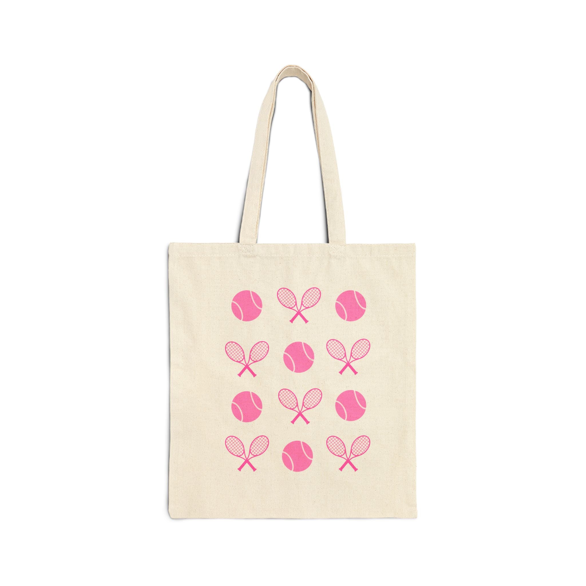 Tote Bag — Pink Tennis Rackets & Tennis Balls Canvas Tote