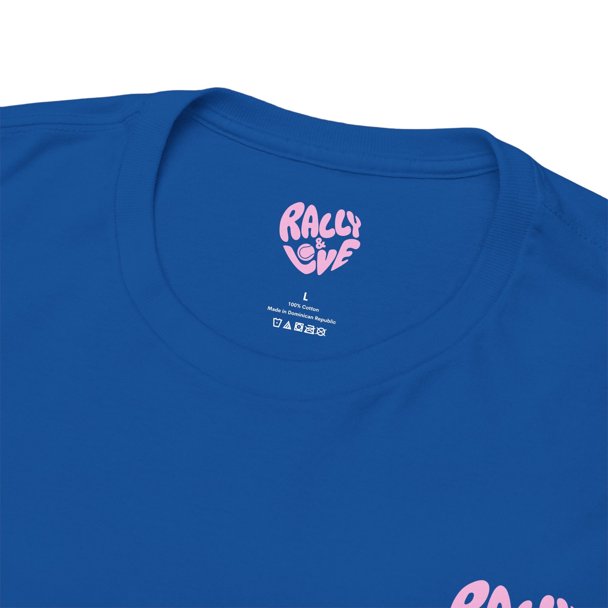 Women's Tee - Minimalist "Rally & Love" logo Chest Print (bubblegum pink)