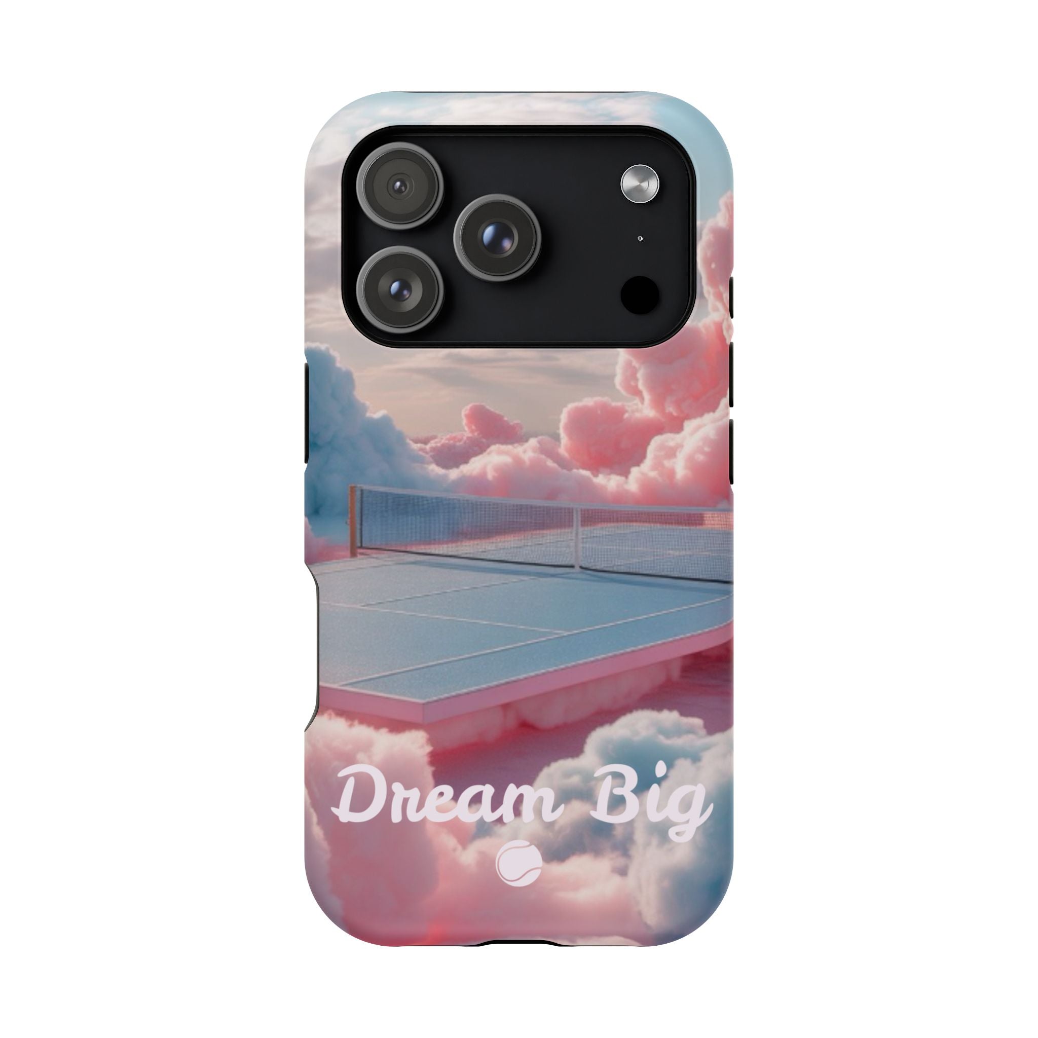 Tennis Impact-Resistant Phone Case — 'Dream Big' Pastel Cloud Tennis Court