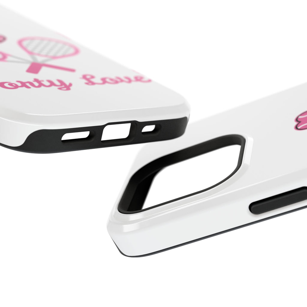 Tennis Impact‑Resistant Phone Case — 'Forty Love', pink/white