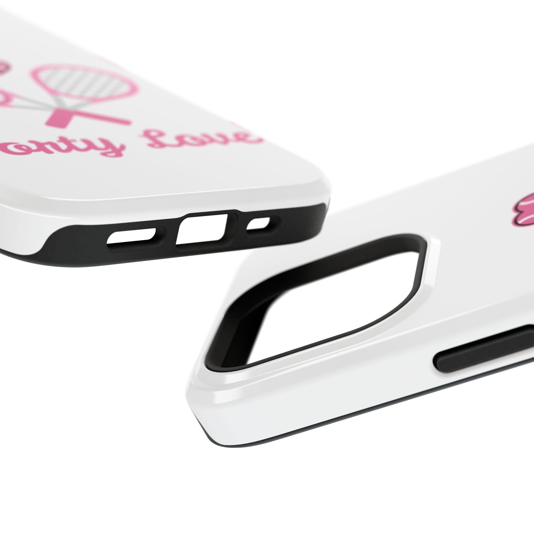 Tennis Impact‑Resistant Phone Case — 'Forty Love', pink/white