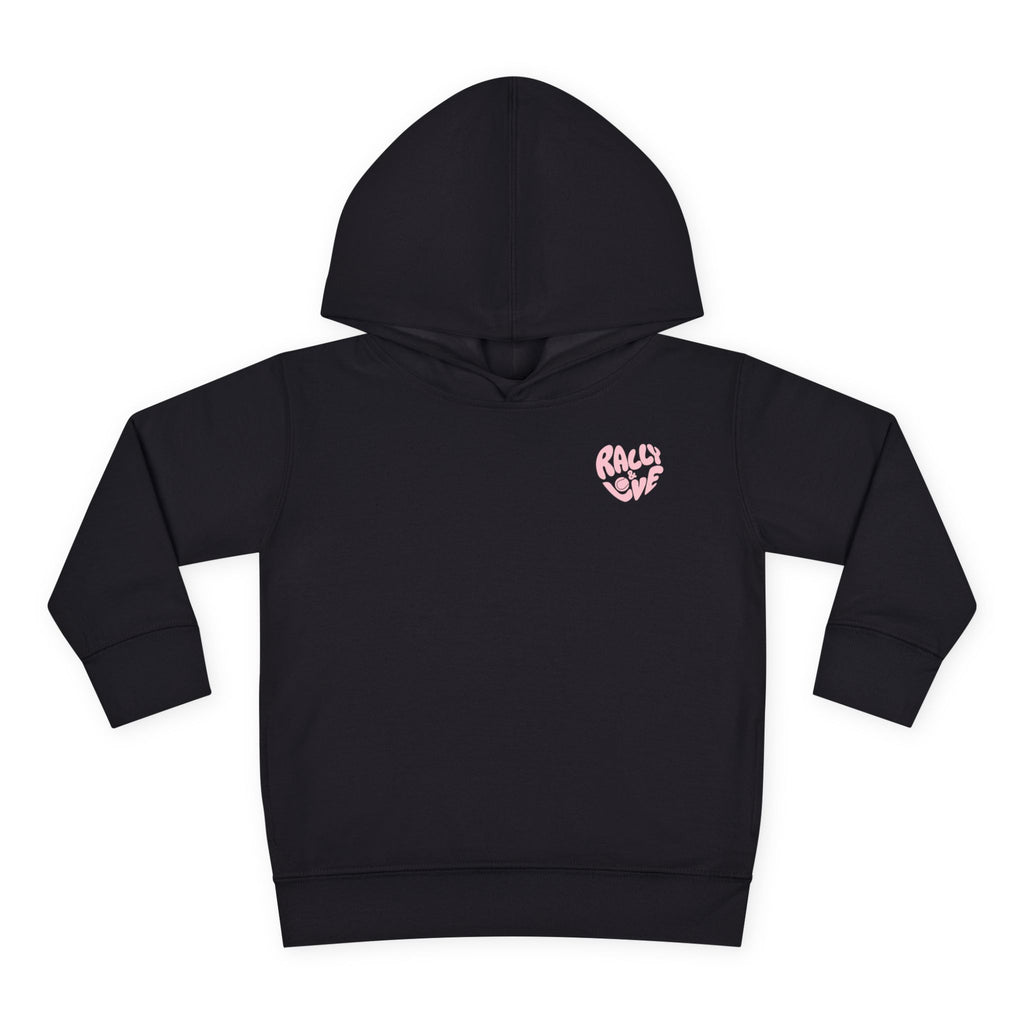 Girl Toddler's Junior Hoodie — “Let’s Go” Tennis Graphic Sweatshirt (Pink & Green)
