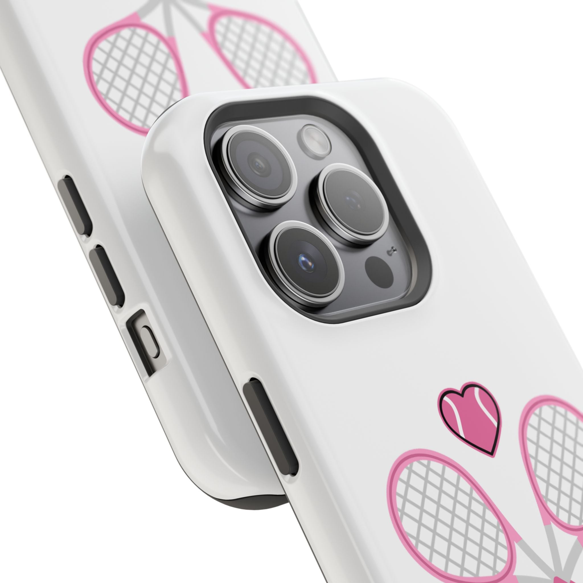 Tennis Impact‑Resistant Phone Case — 'Forty Love', pink/white