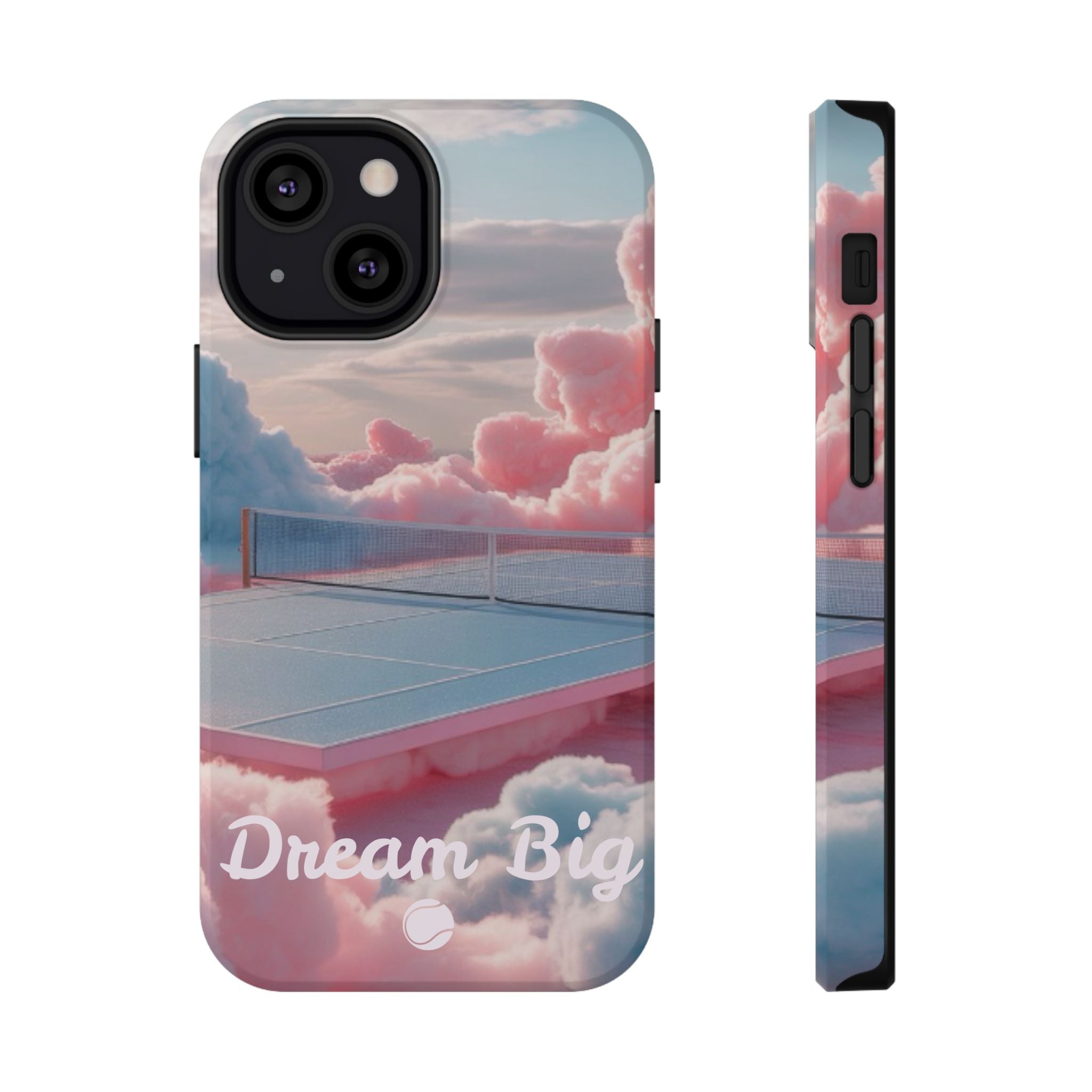 Tennis Impact-Resistant Phone Case — 'Dream Big' Pastel Cloud Tennis Court