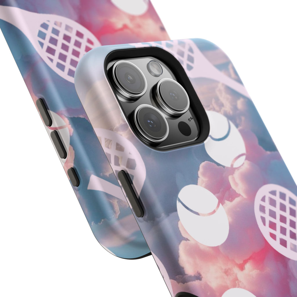 Tennis Impact-Resistant Phone Case — Tennis Rackets & Balls on Cloudscape