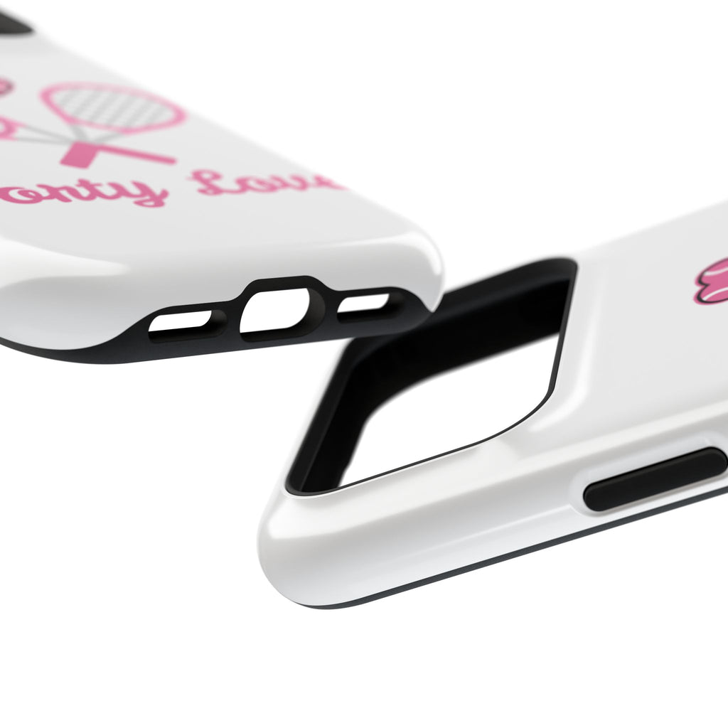 Tennis Impact‑Resistant Phone Case — 'Forty Love', pink/white