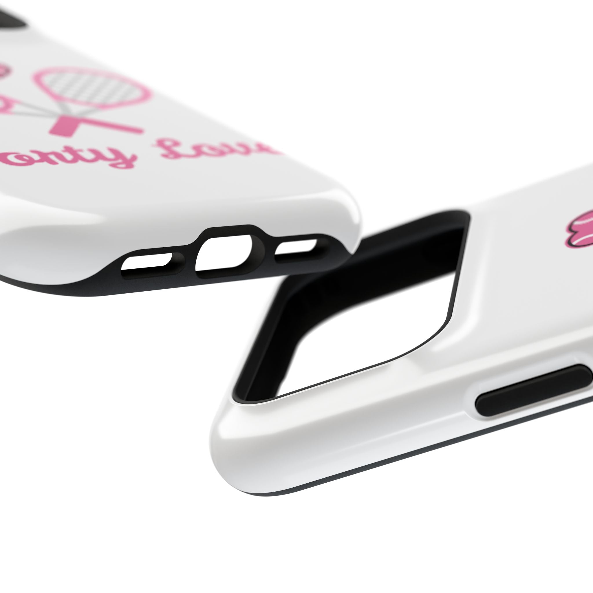 Tennis Impact‑Resistant Phone Case — 'Forty Love', pink/white