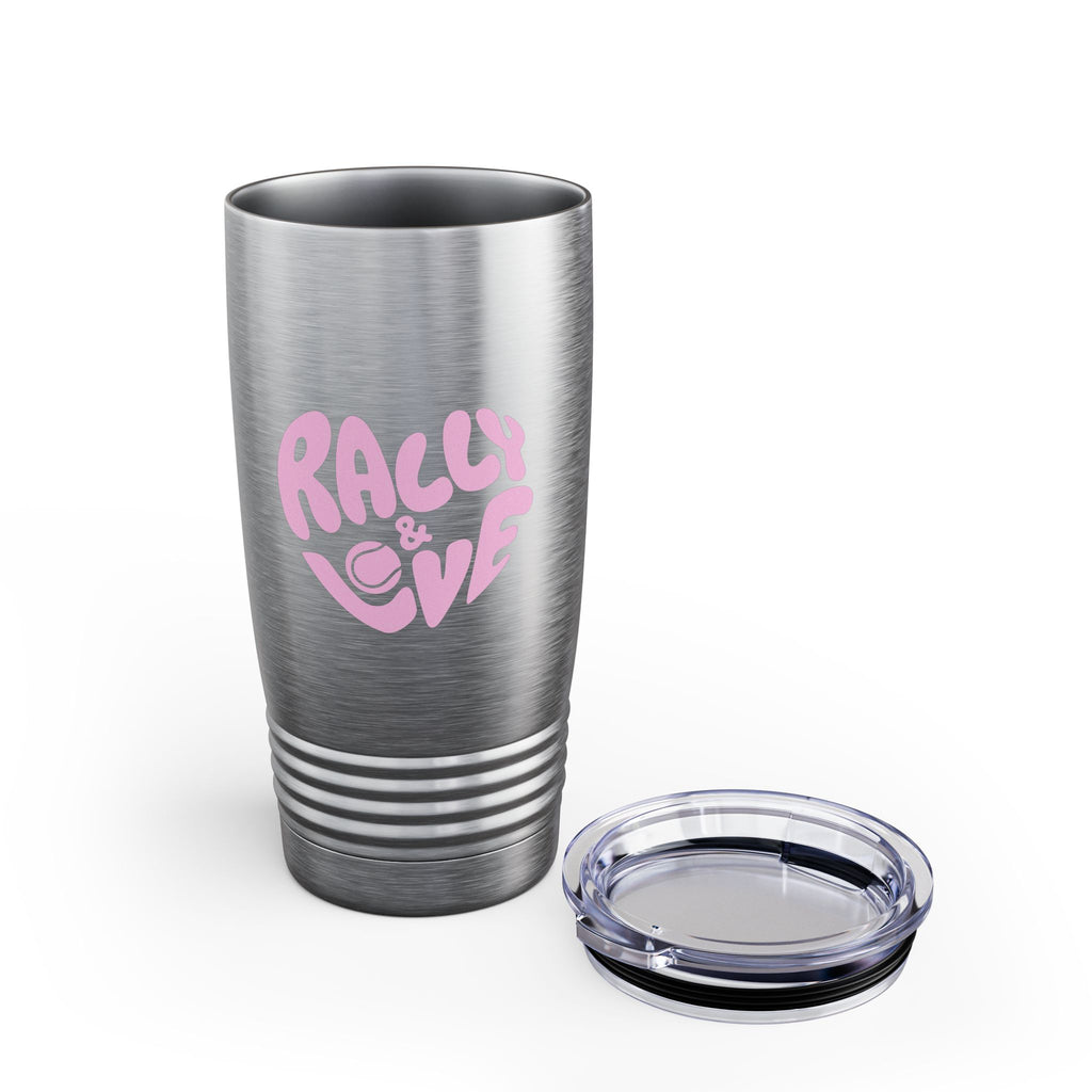 20oz Coffee Tumbler – "Rally & Love" Heart Design | Insulated Travel Cup for Everyday (Bubblegum pink)