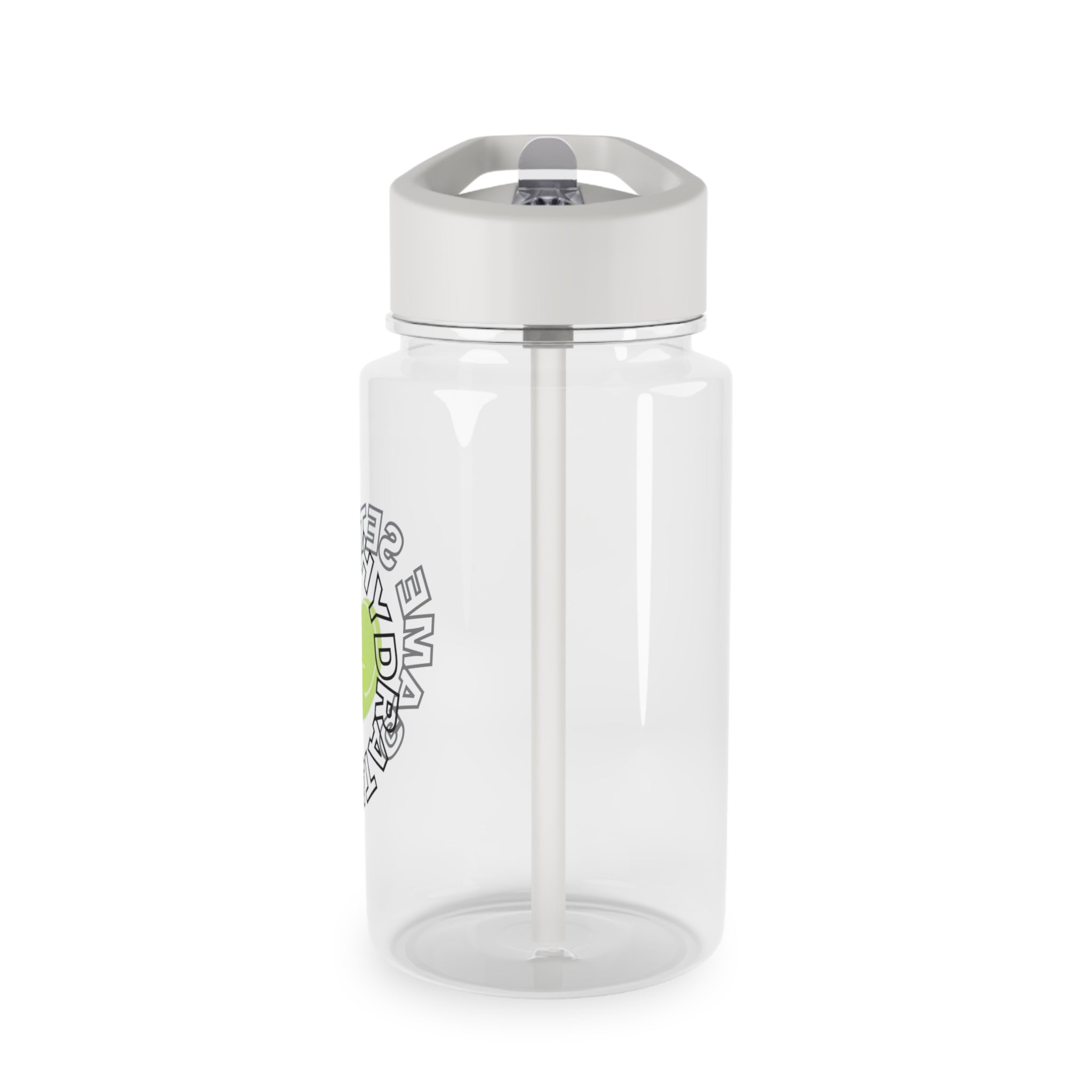 Juniors Water Bottle, 16.9oz - 'Game, Set, Hydrate', black/yellow, tennis ball