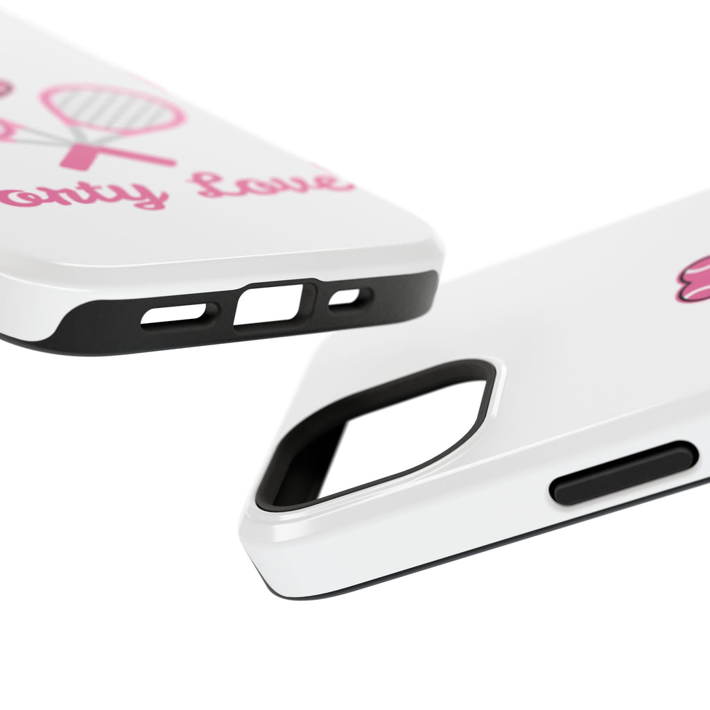 Tennis Impact‑Resistant Phone Case — 'Forty Love', pink/white
