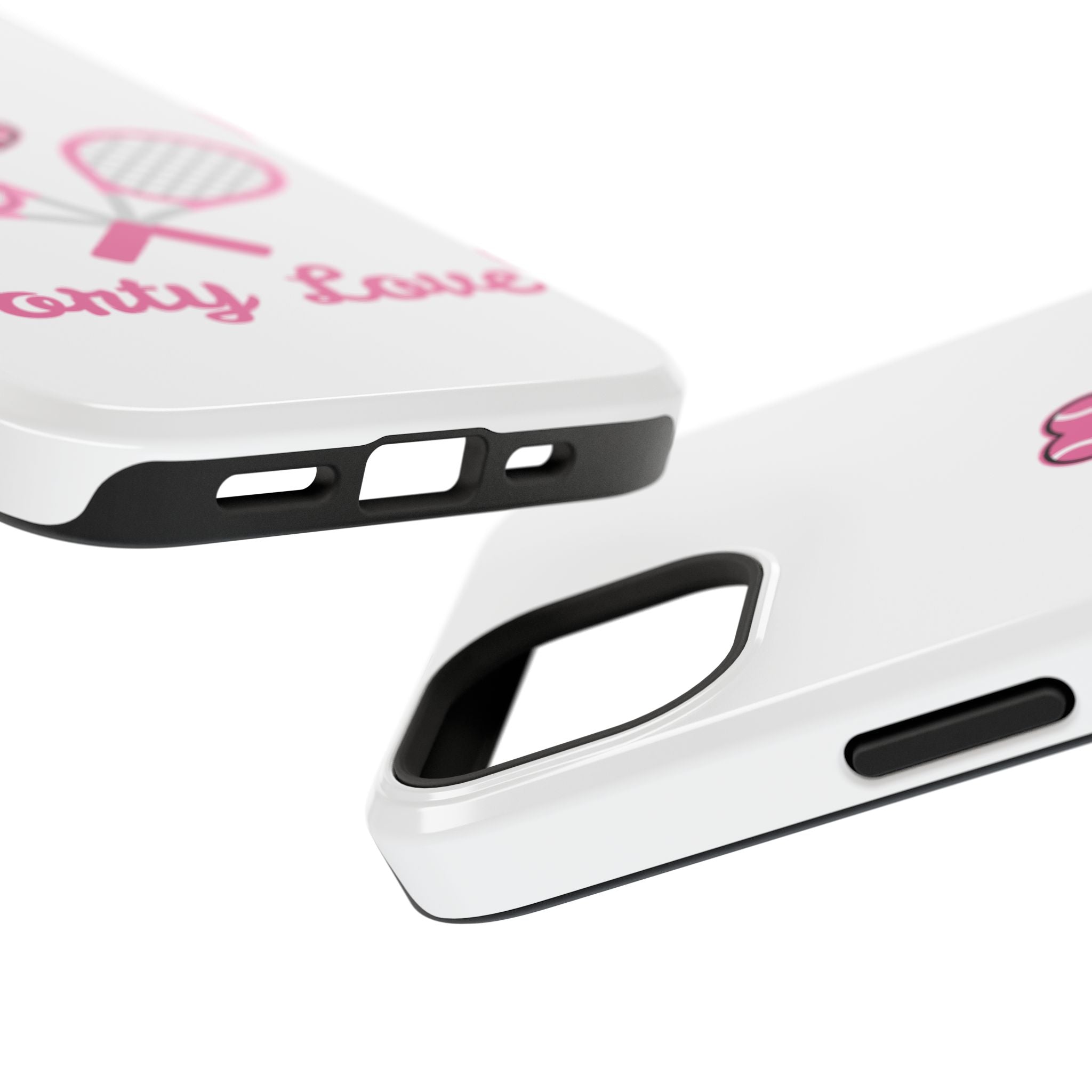 Tennis Impact‑Resistant Phone Case — 'Forty Love', pink/white