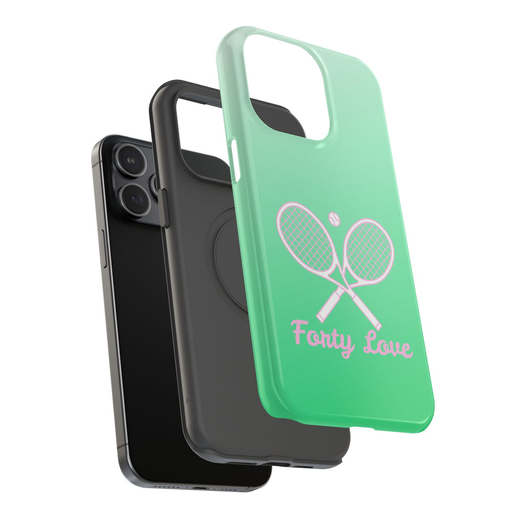 Tennis Impact-Resistant Phone Case — 'Forty Love', Green Gradient