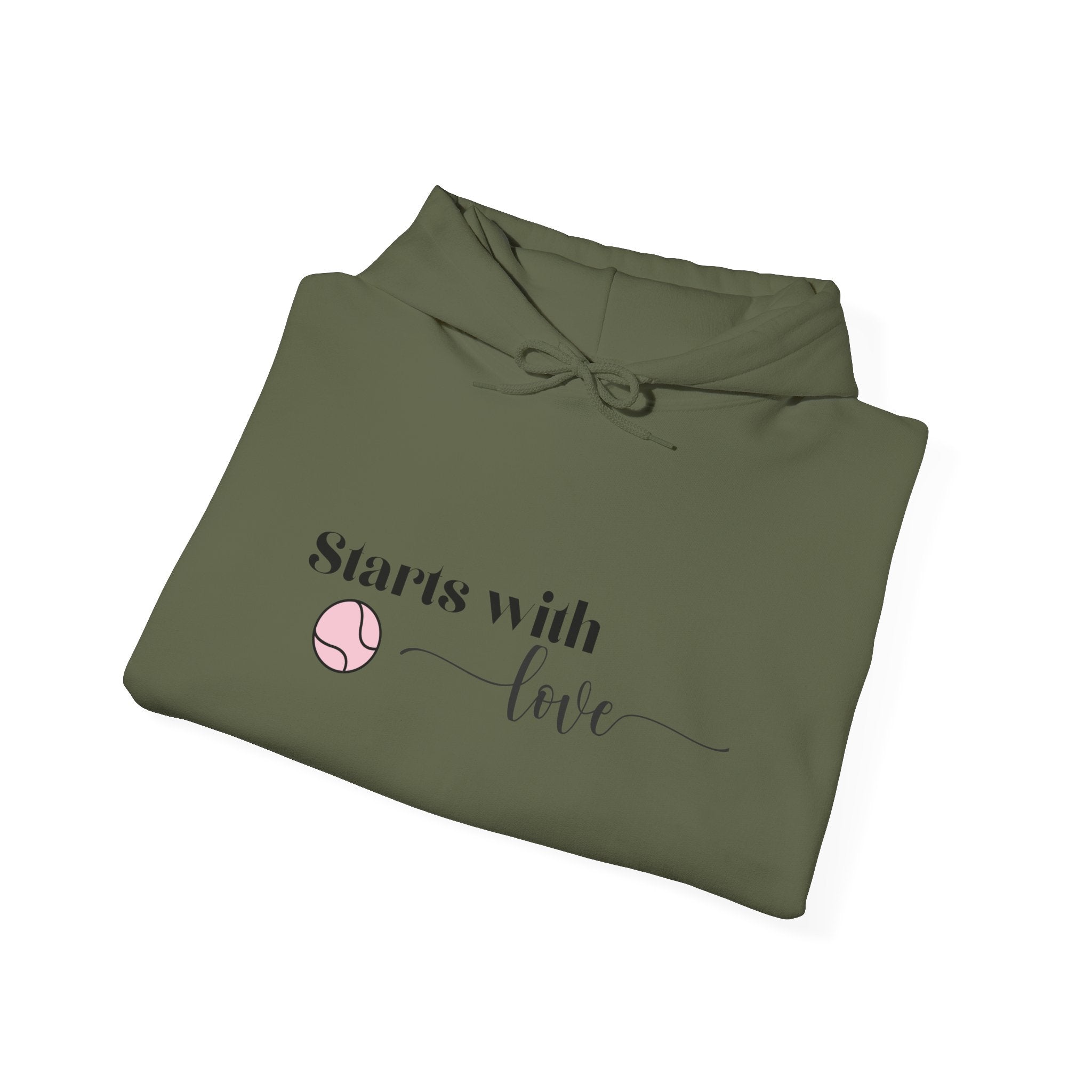 Women's Hoodie Sweatshirt- 'Starts with Love' tennis ball, Sports Graphic