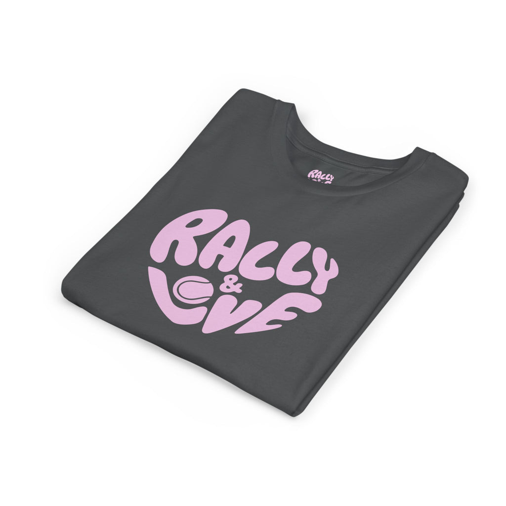 Girl's Junior Tee — 'Rally & Love' Heart logo T-Shirt (pink)