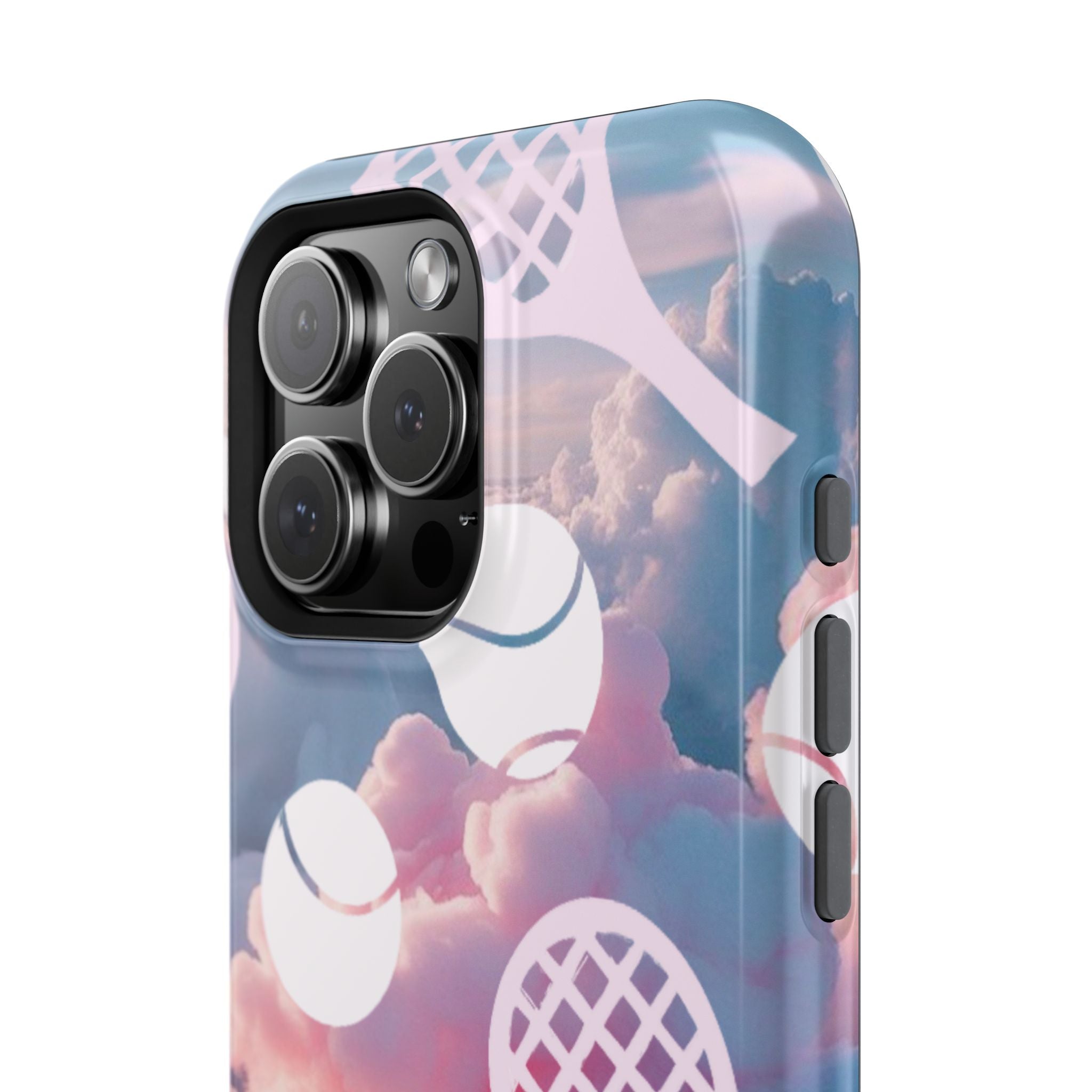 Tennis Impact-Resistant Phone Case — Tennis Rackets & Balls on Cloudscape