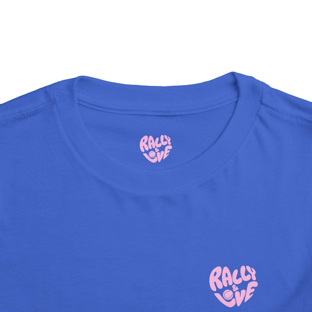 Girl's Toddler Junior Tee — 'Rally & Love' Heart Graphic Kids T-Shirt (bubblegum pink)