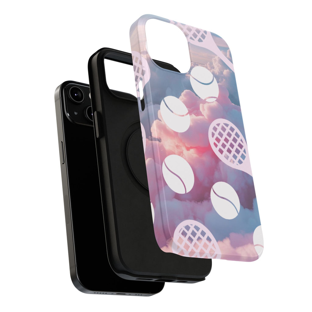 Tennis Impact-Resistant Phone Case — Tennis Rackets & Balls on Cloudscape
