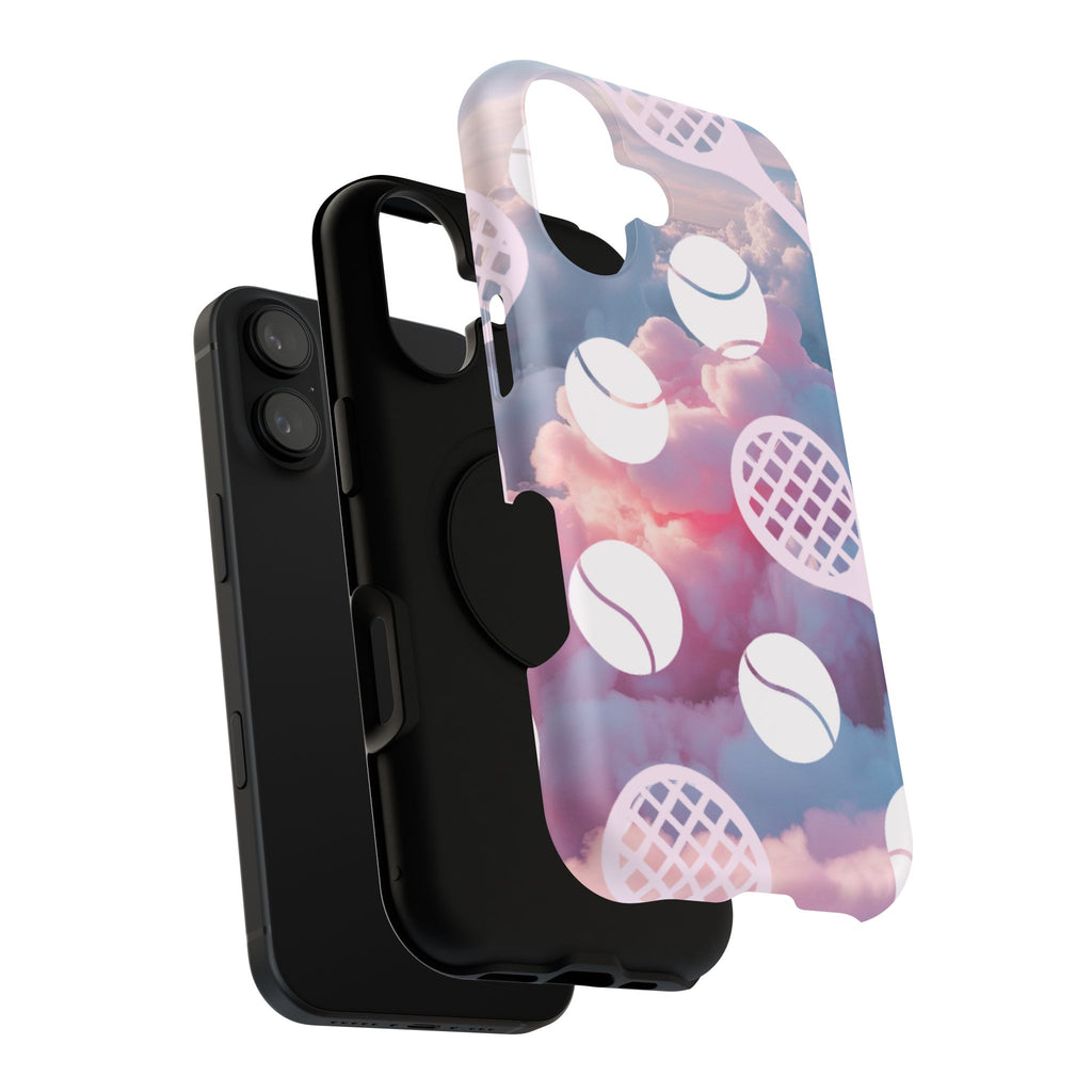 Tennis Impact-Resistant Phone Case — Tennis Rackets & Balls on Cloudscape