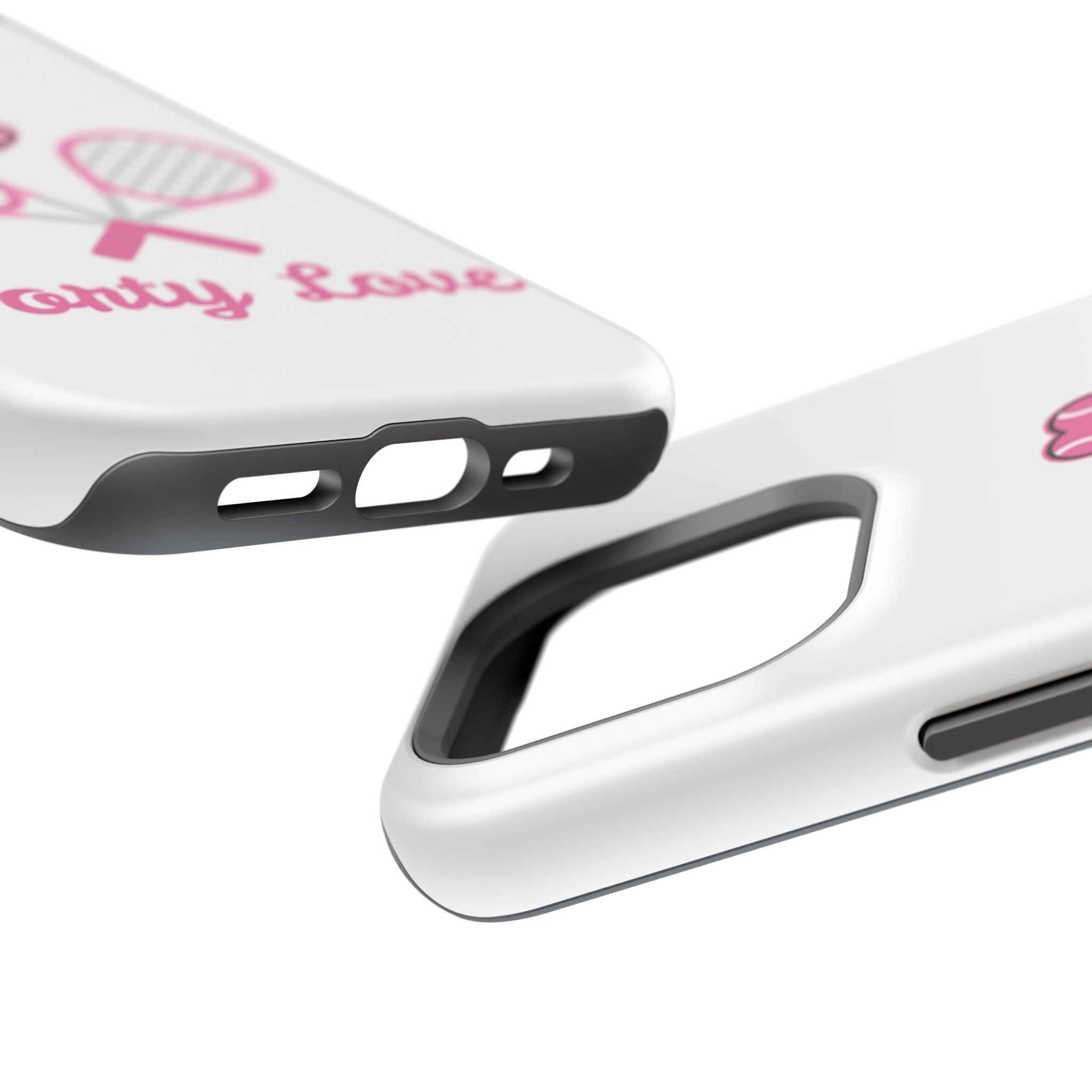 Tennis Impact‑Resistant Phone Case — 'Forty Love', pink/white
