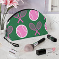 Tennis Makeup Bag — Green/Pink Tennis Ball & Racket Cosmetic Pouch for Players