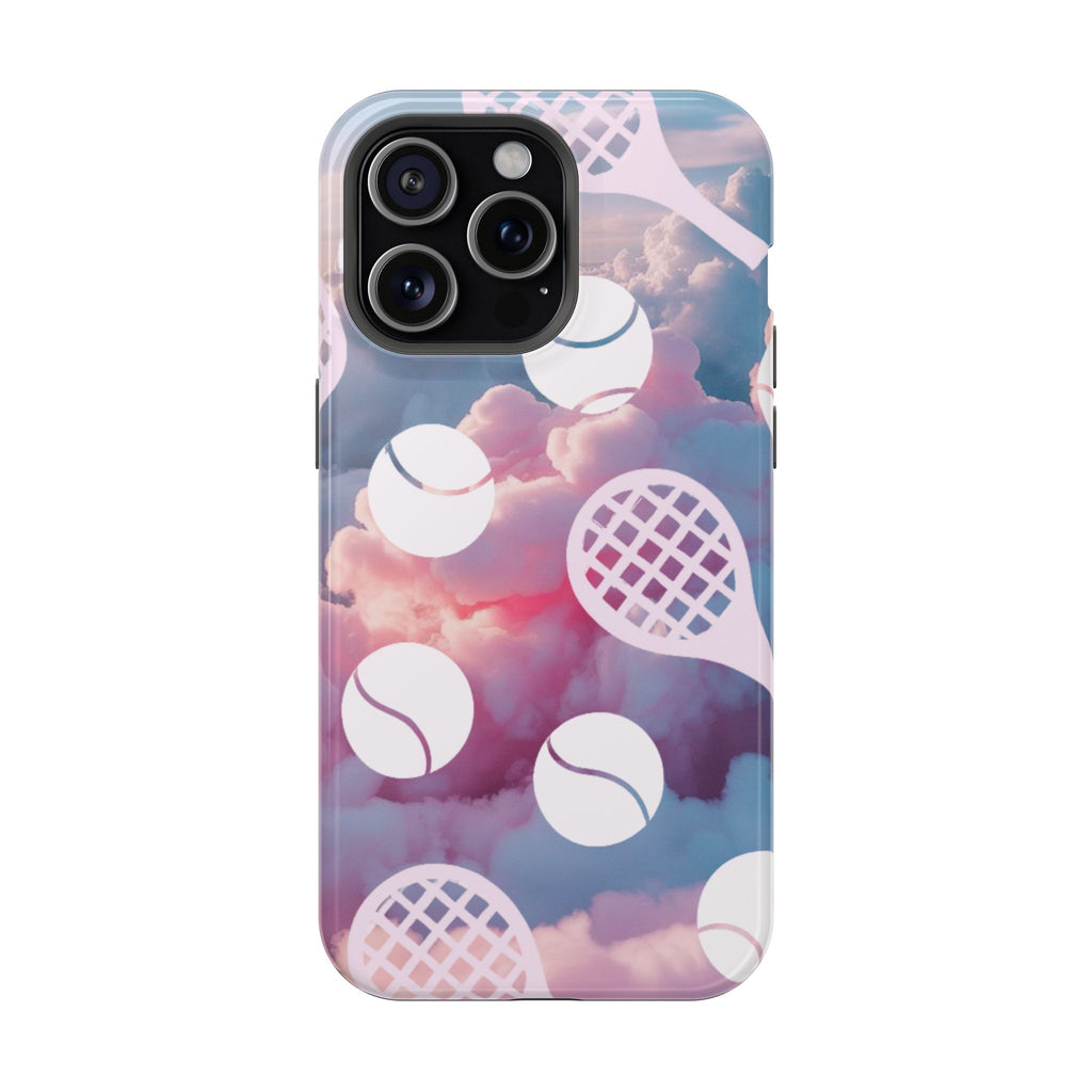 Tennis Impact-Resistant Phone Case — Tennis Rackets & Balls on Cloudscape
