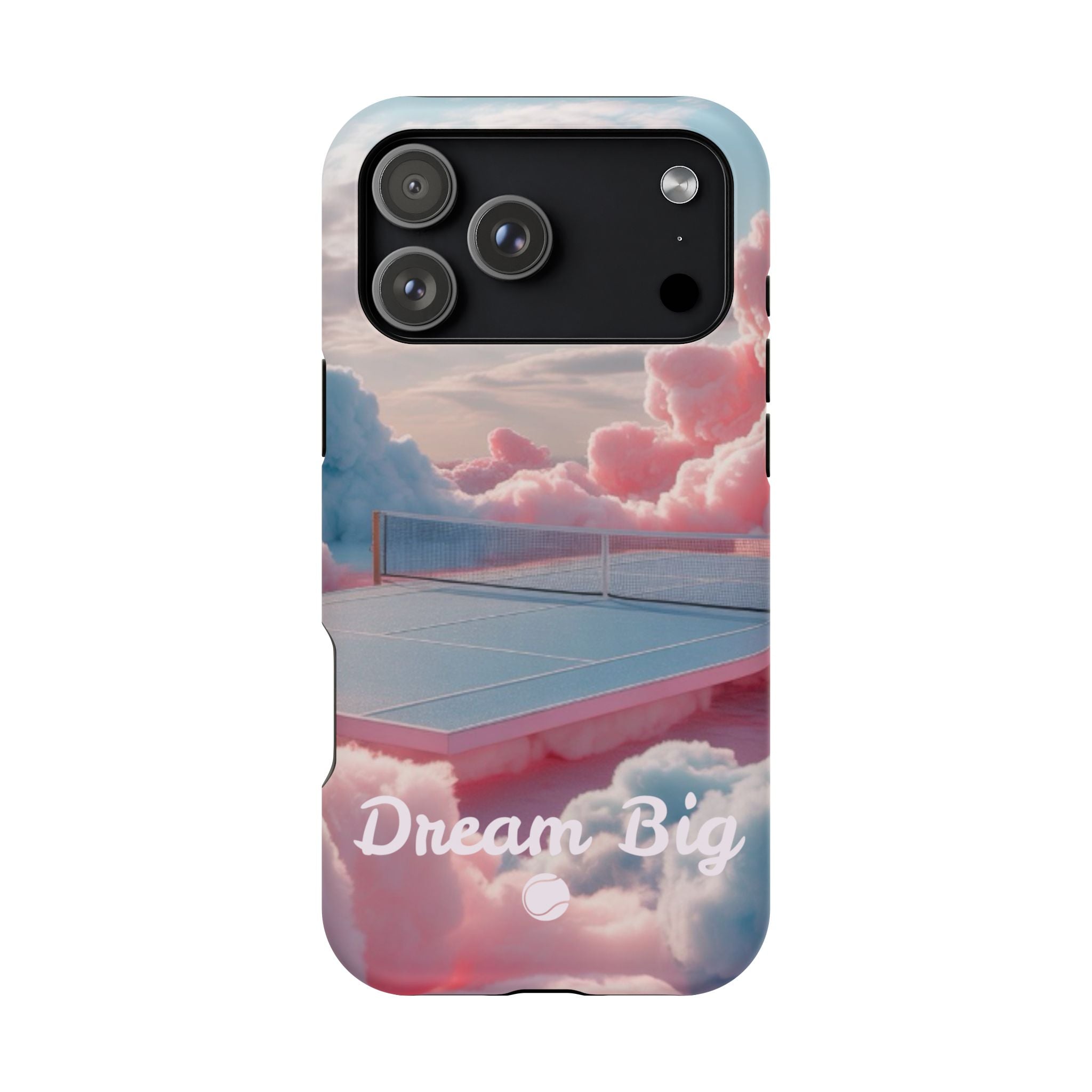 Tennis Impact-Resistant Phone Case — 'Dream Big' Pastel Cloud Tennis Court