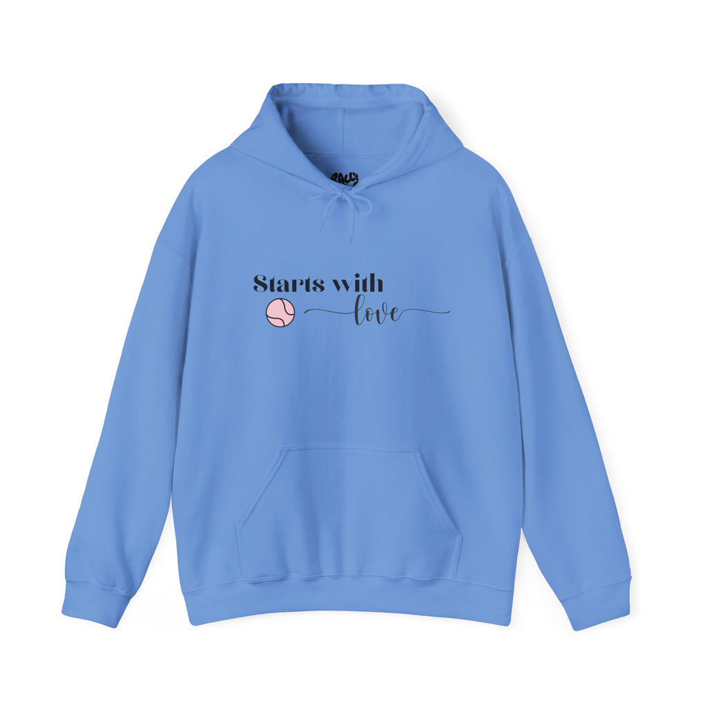 Women's Hoodie Sweatshirt- 'Starts with Love' tennis ball, Sports Graphic