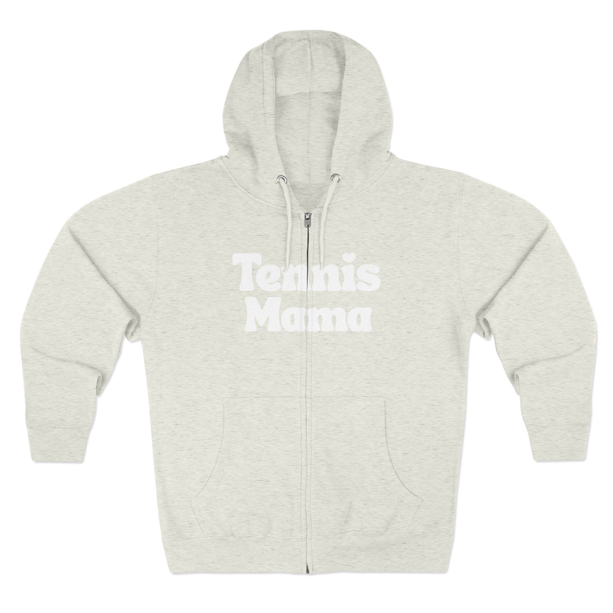 Women's Zip Hoodie — 'Tennis mama' Front Zip Hoodie sweatshirt (white)