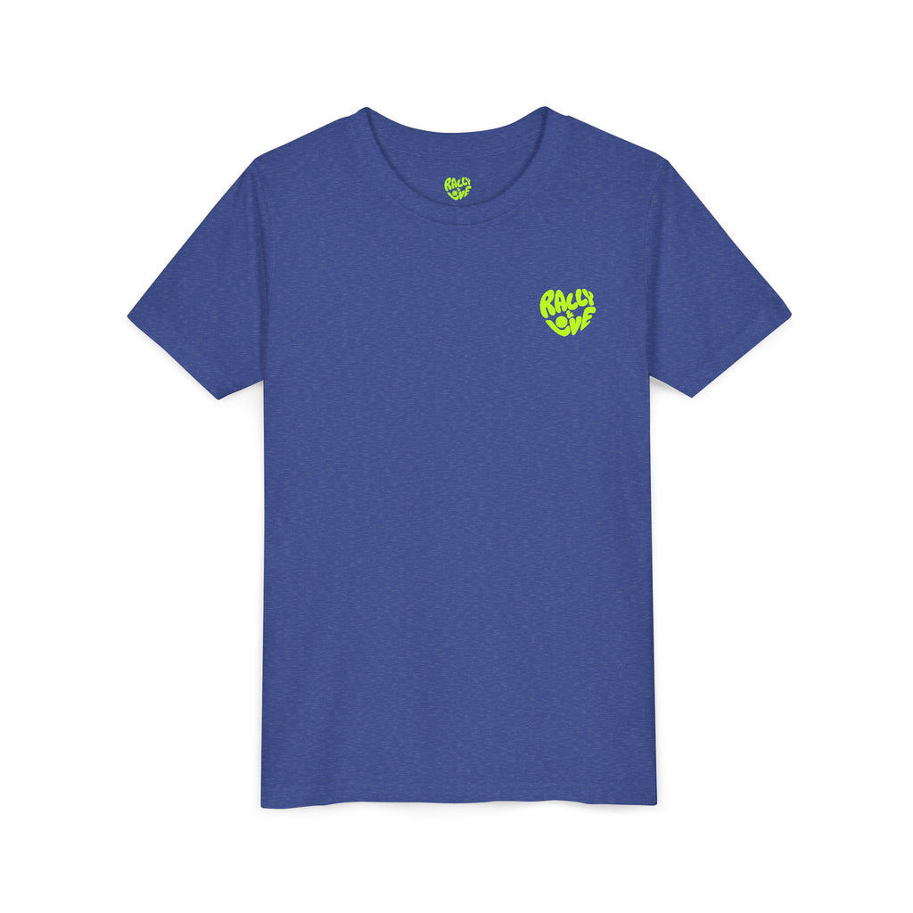 Boy Junior's Tee — 'Rally & Love' Heart Graphic Kids T-Shirt (neon)