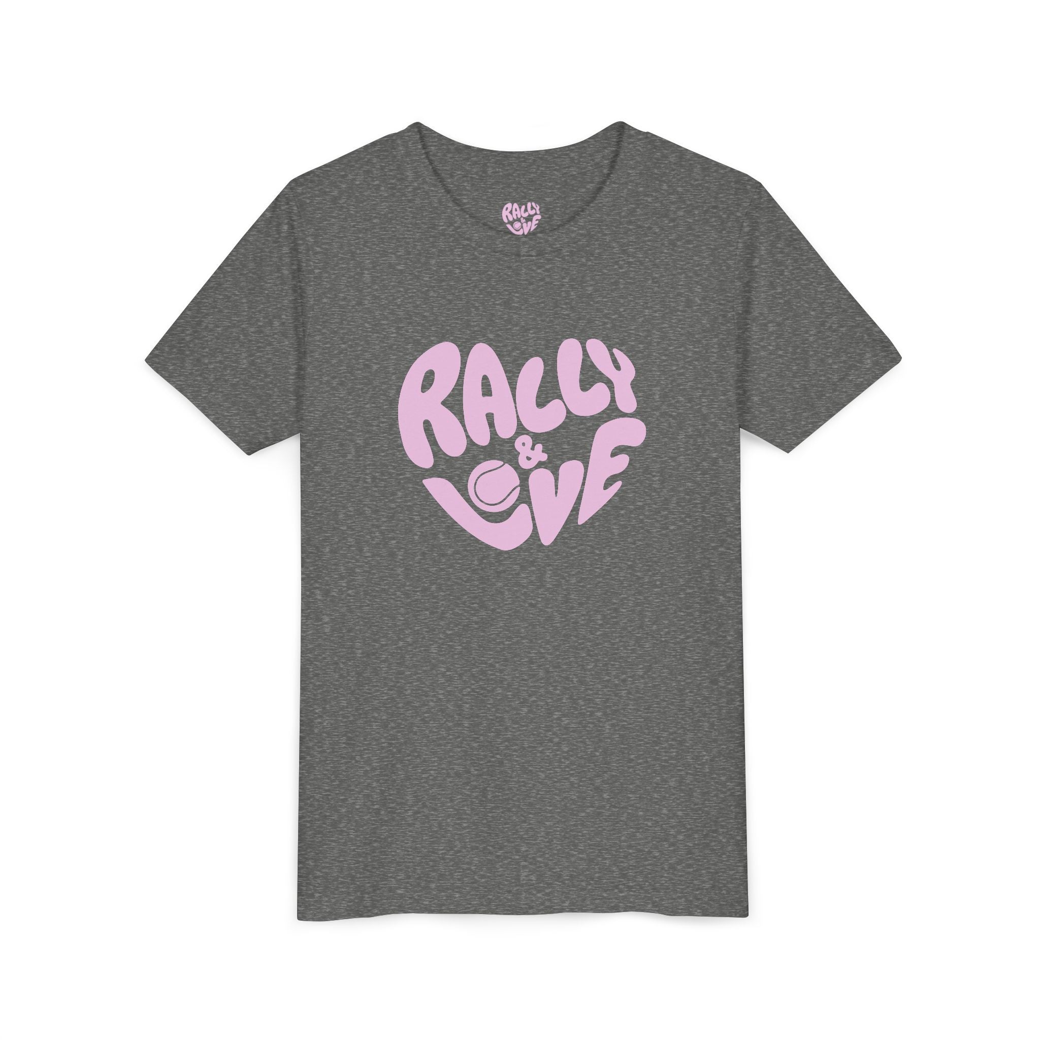 Girl's Junior Tee — 'Rally & Love' Heart logo T-Shirt (pink)