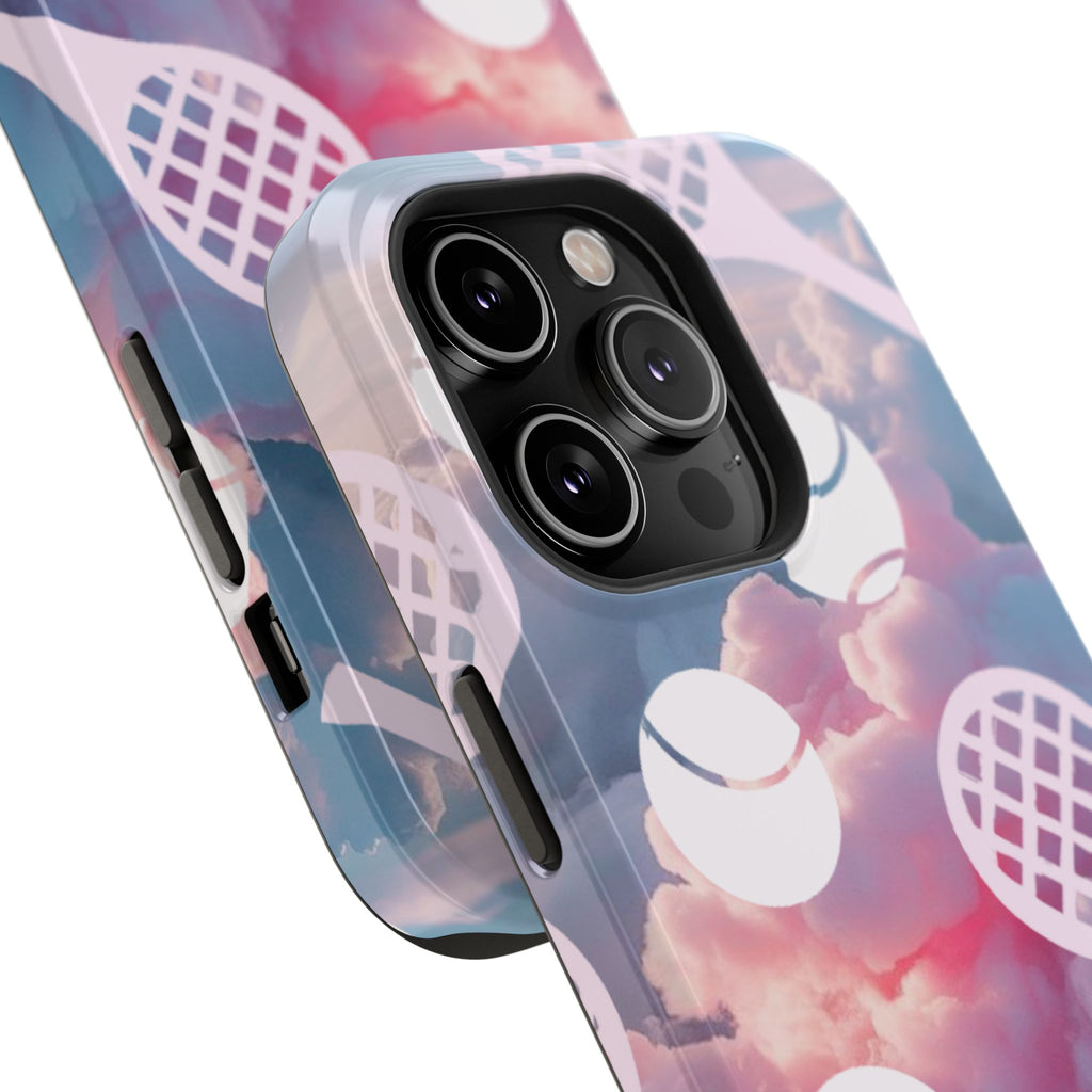 Tennis Impact-Resistant Phone Case — Tennis Rackets & Balls on Cloudscape