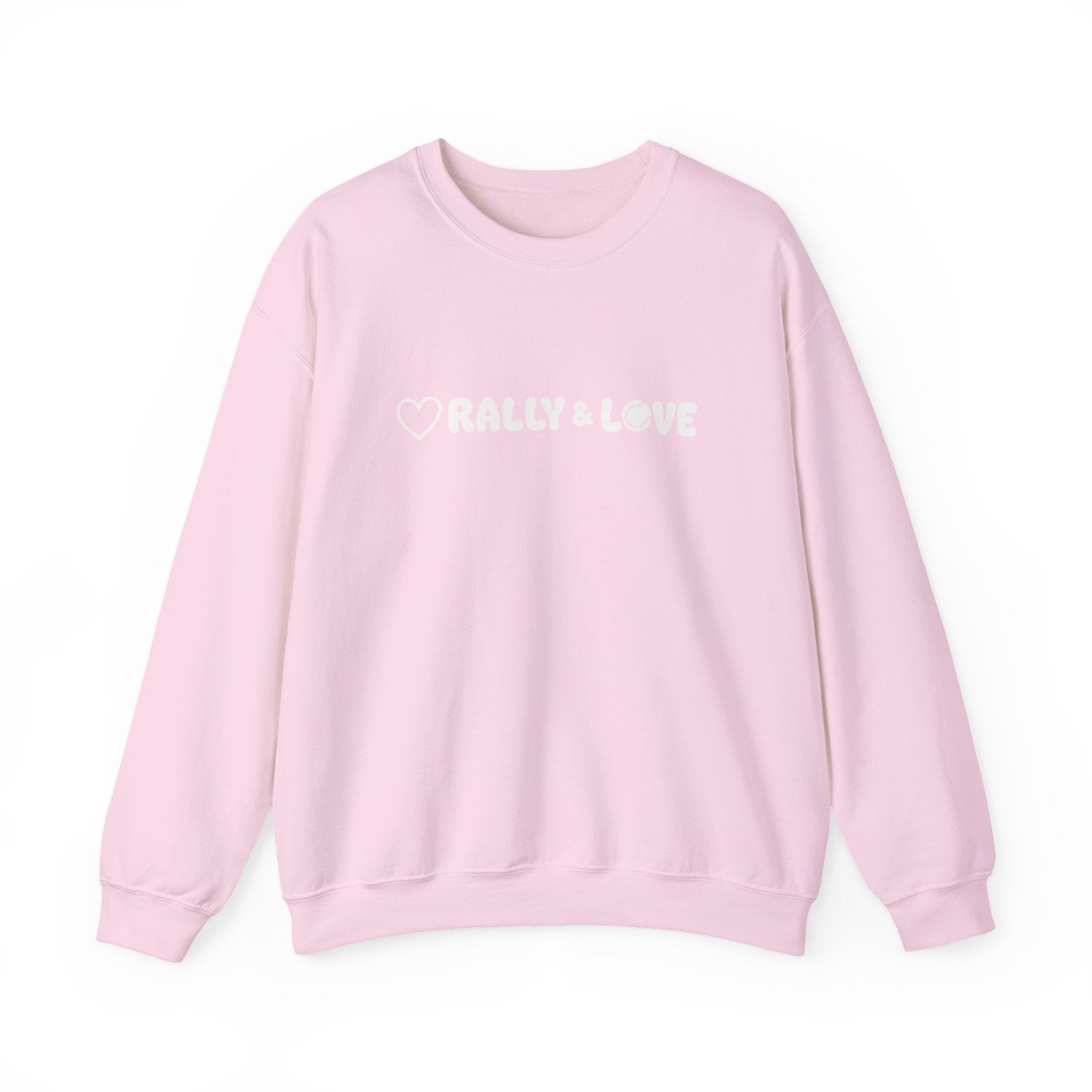 Women's Crewneck Sweatshirt - 'Rally & Love' tennis, soft neutral sweatshirt (cream)