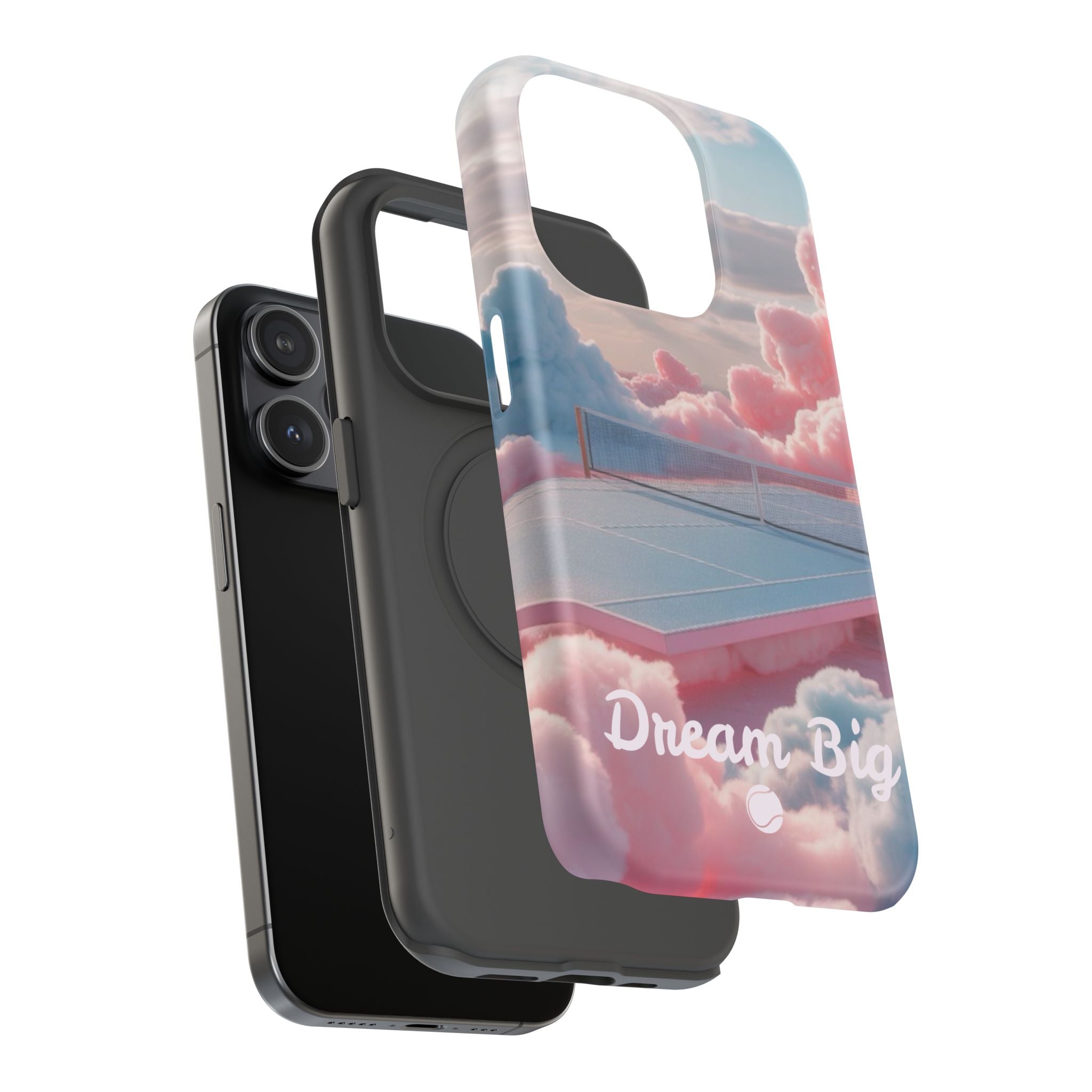 Tennis Impact-Resistant Phone Case — 'Dream Big' Pastel Cloud Tennis Court