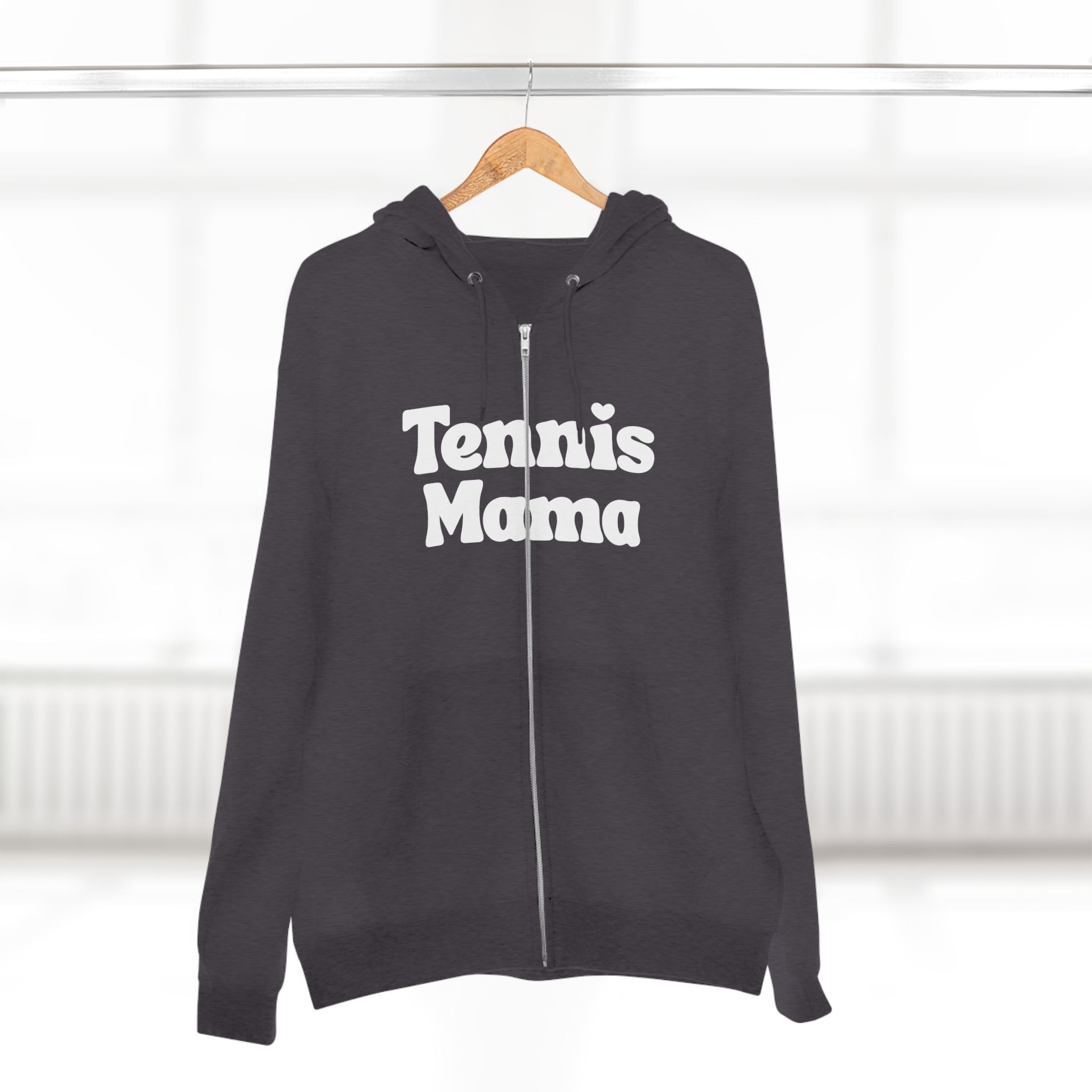 Women's Zip Hoodie — 'Tennis mama' Front Zip Hoodie sweatshirt (white)