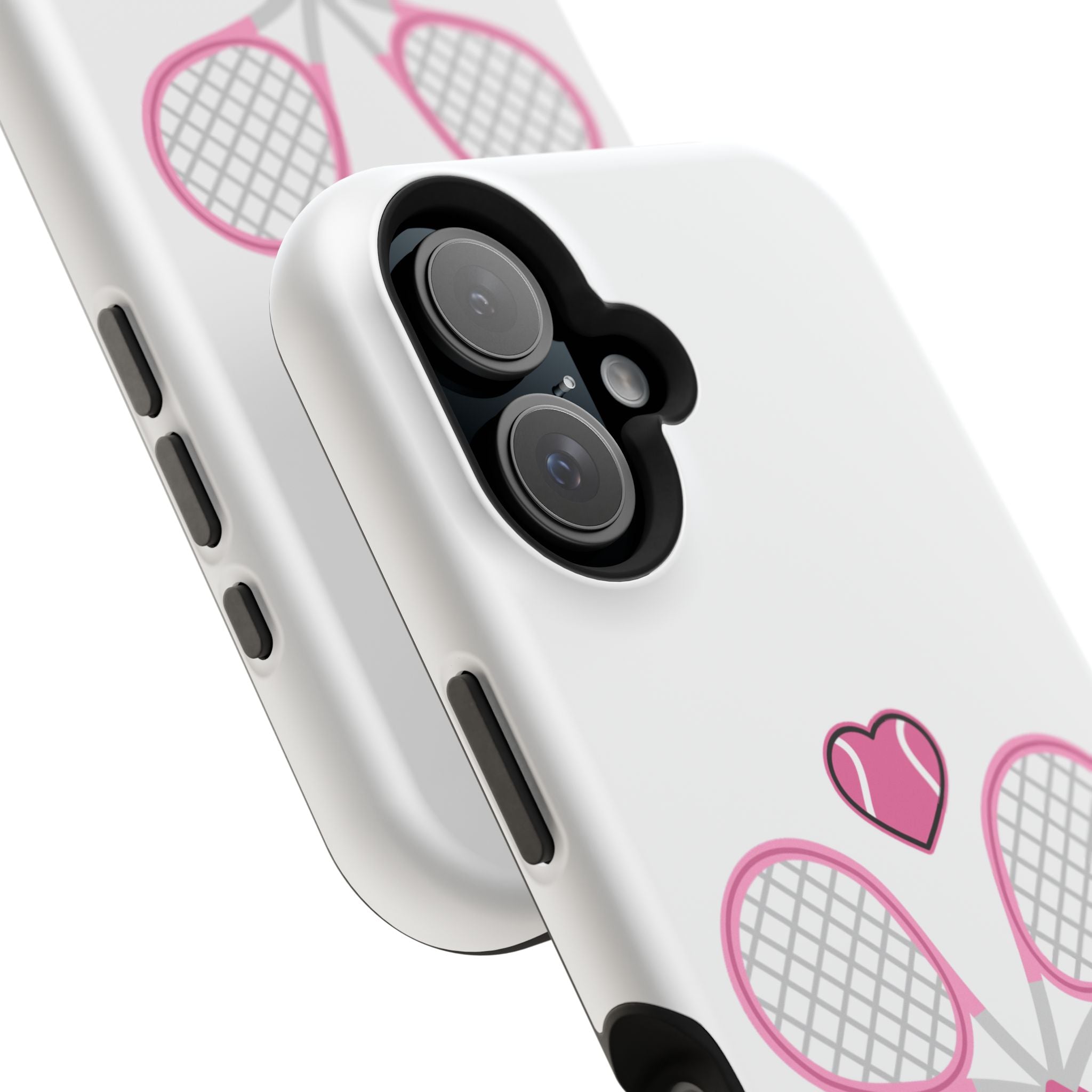 Tennis Impact‑Resistant Phone Case — 'Forty Love', pink/white