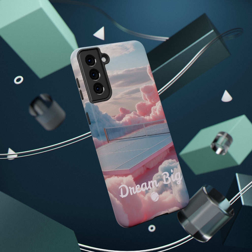 Tennis Impact-Resistant Phone Case — 'Dream Big' Pastel Cloud Tennis Court