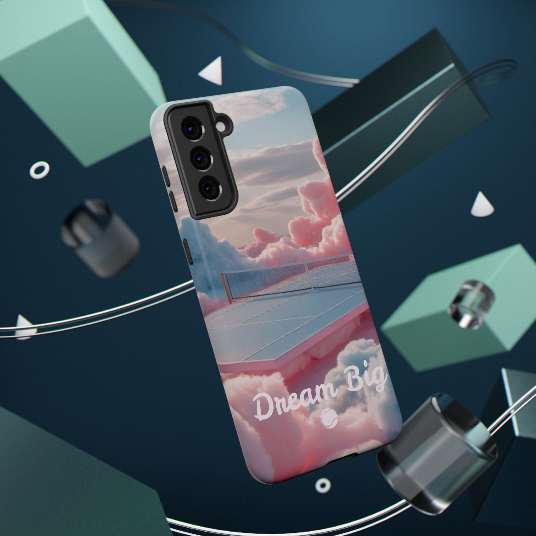 Tennis Impact-Resistant Phone Case — 'Dream Big' Pastel Cloud Tennis Court